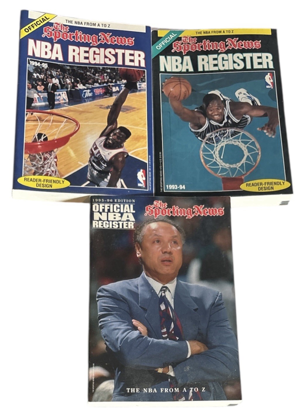 Vintage Lot 3 Sporting News Official NBA Register 1994-96 Basketball Guides; A-Z
