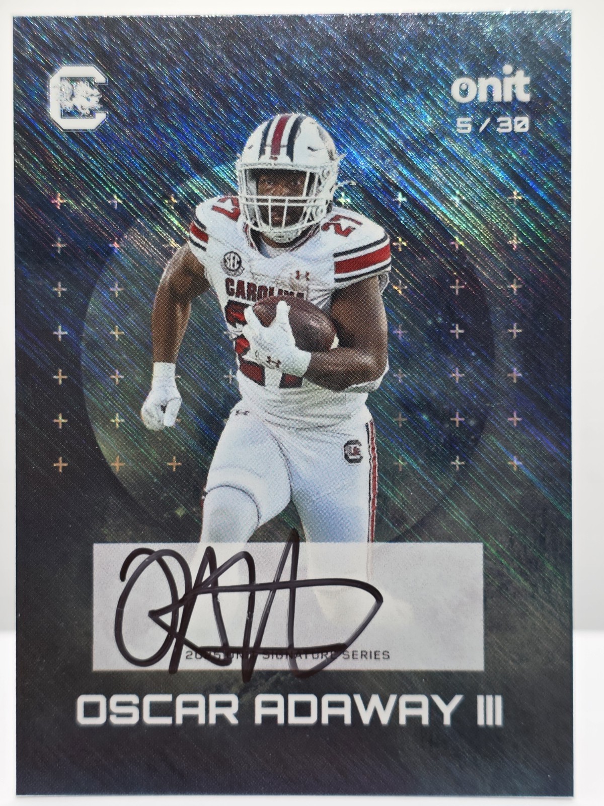 2025 Onit Gravity Oscar Adaway II South Carolina Gamecocks Blue Auto #5/30