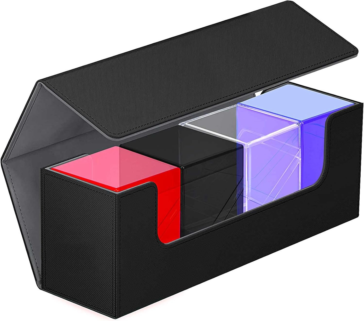 Card Deck Boxes with 4 Pack Acylic Card Cases, Magnetic Closure Trading Card Dec