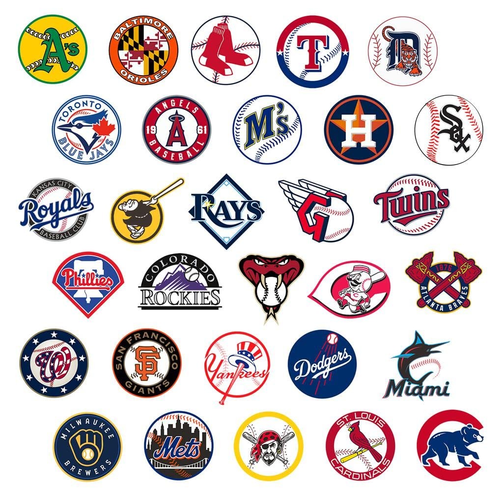 100 Pcs Sports Stickers,Baseball Stickers,Baseball Team Logo Decals,Hydroflas…