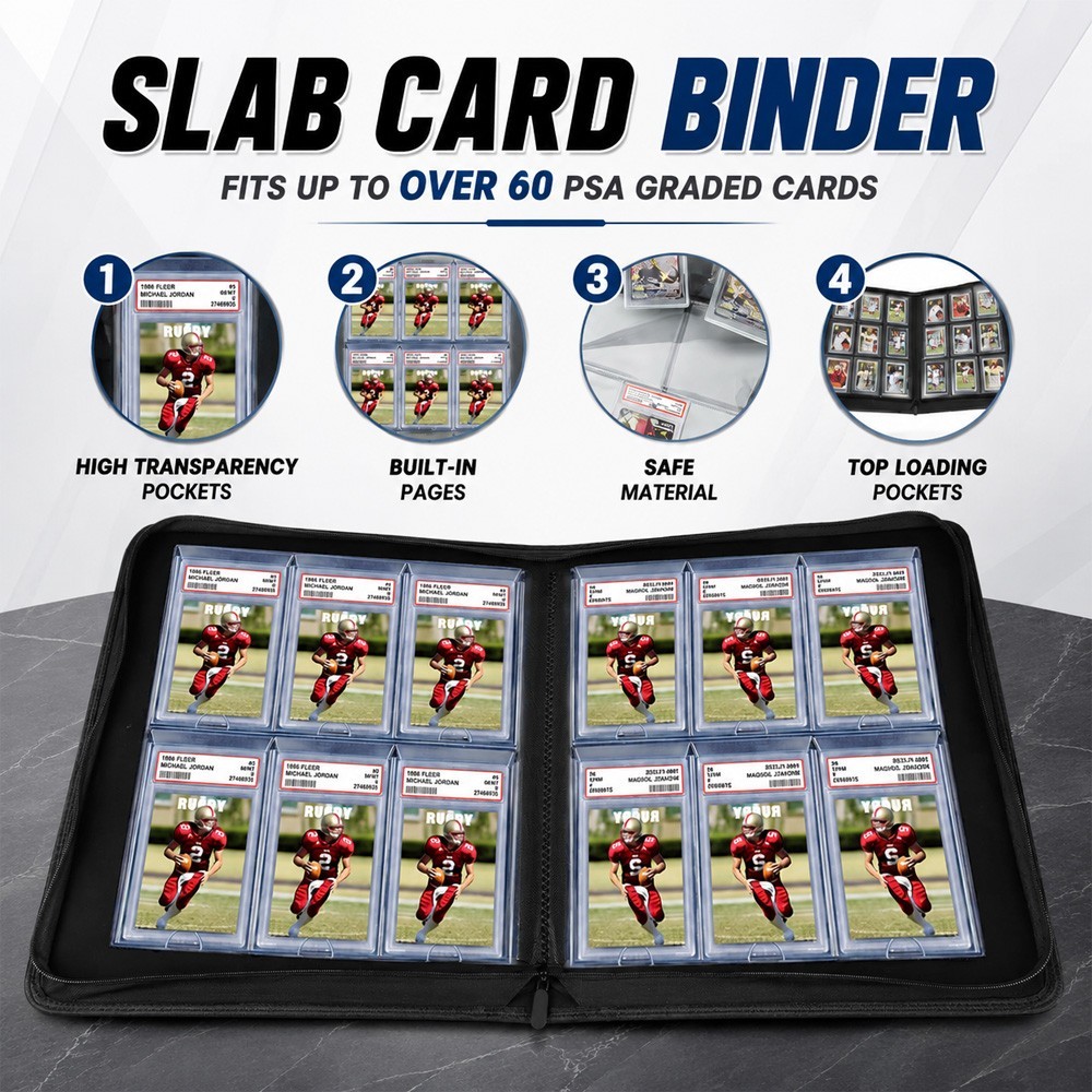 60 Card Holder PSA Slab Binder Graded Card Album Display Case CGC BGS W/Zipper