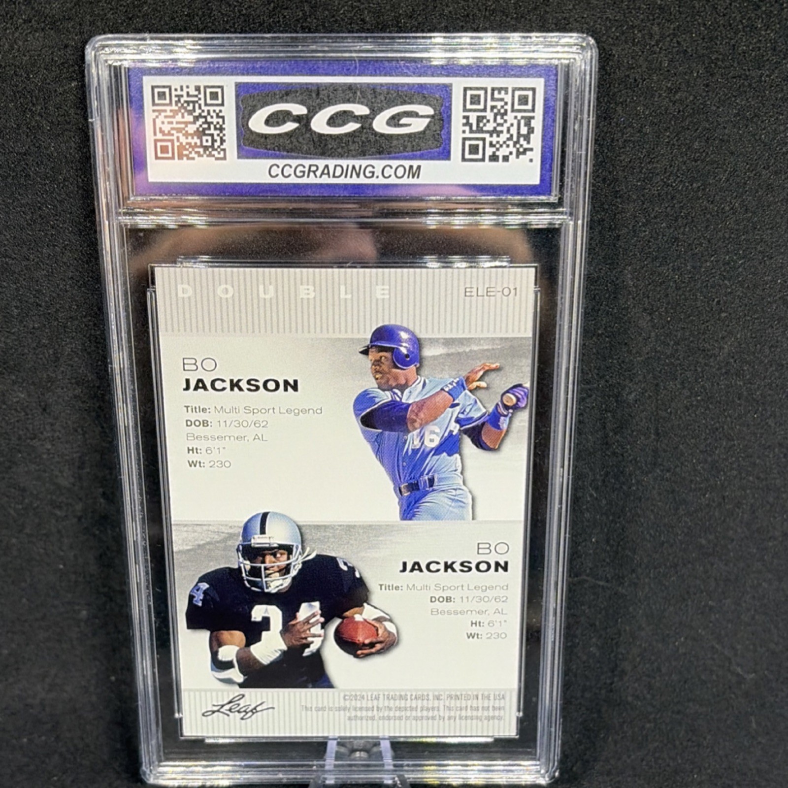 Leaf Legends Edition Bo Jackson Jackson ELE-01 Double 2024 MLB NFL Card