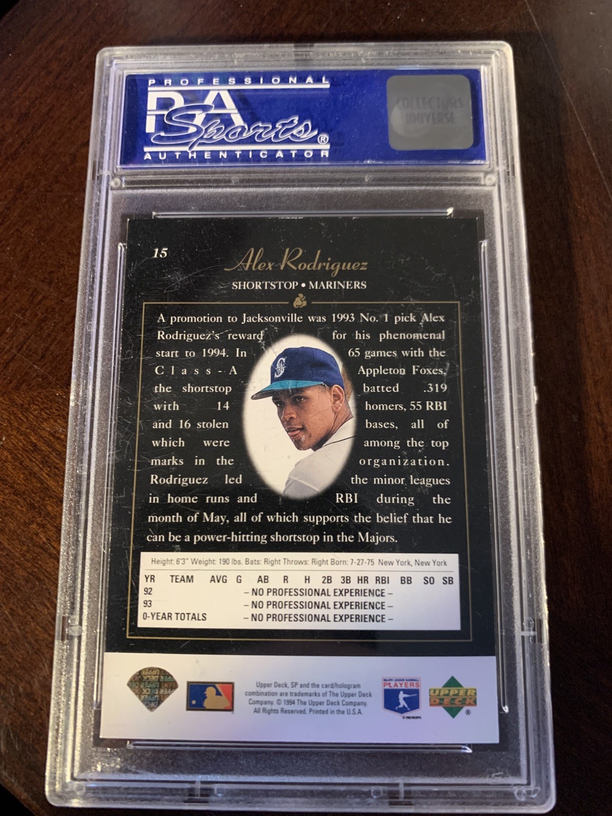 1994 SP Foil #15 Alex Rodriguez Mariners RC Rookie PSA 8 NM-MT