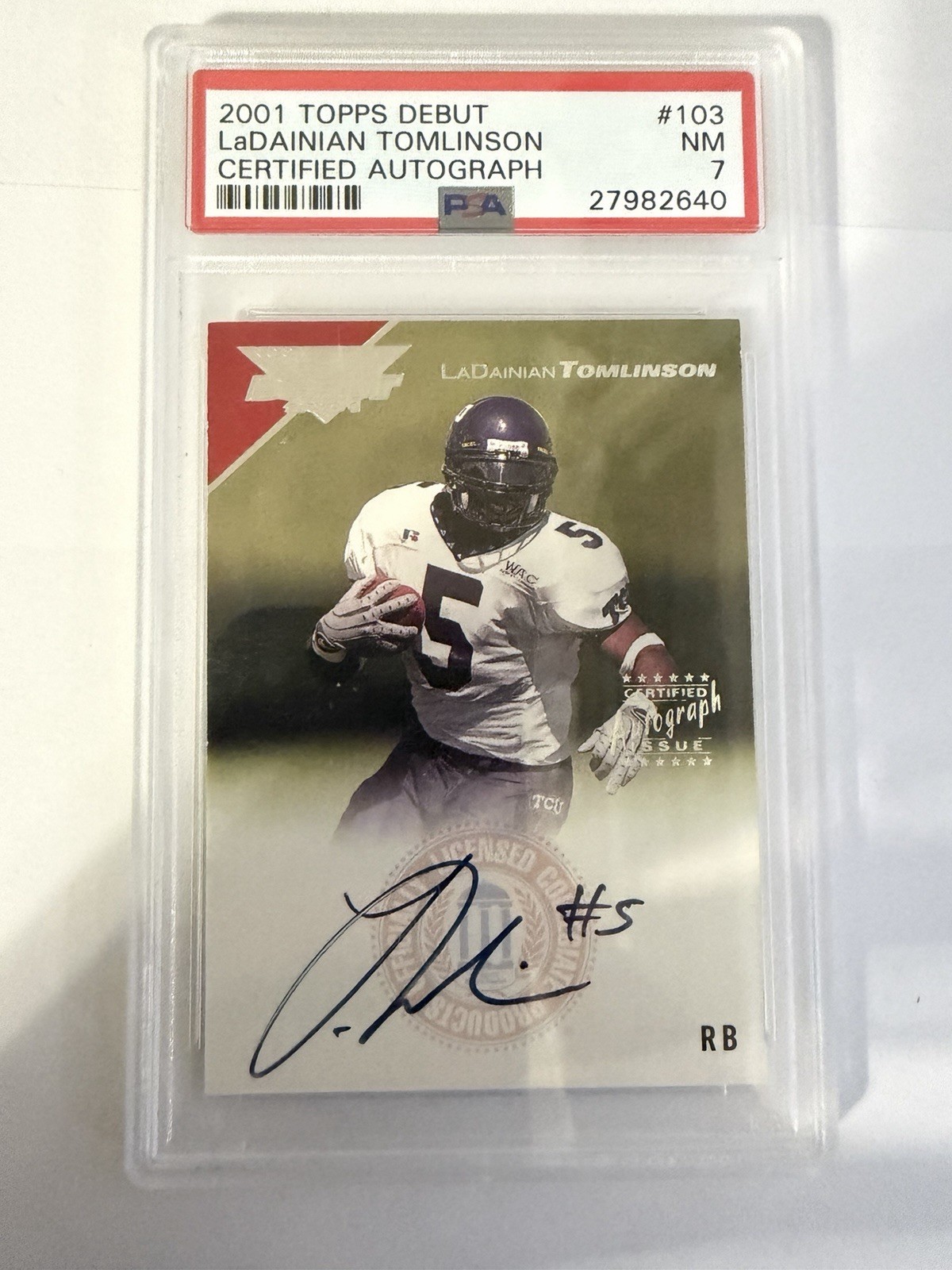 2001 Topps Debut LaDainian Tomlinson Rookie Auto #366 /499 TCU PSA 7