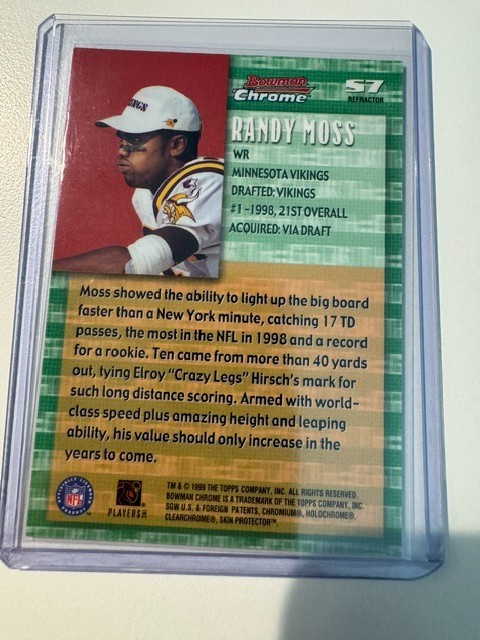 RANDY MOSS 1999 Bowman Chrome STOCK IN GAME REFRACTOR 2ND YEAR #S7