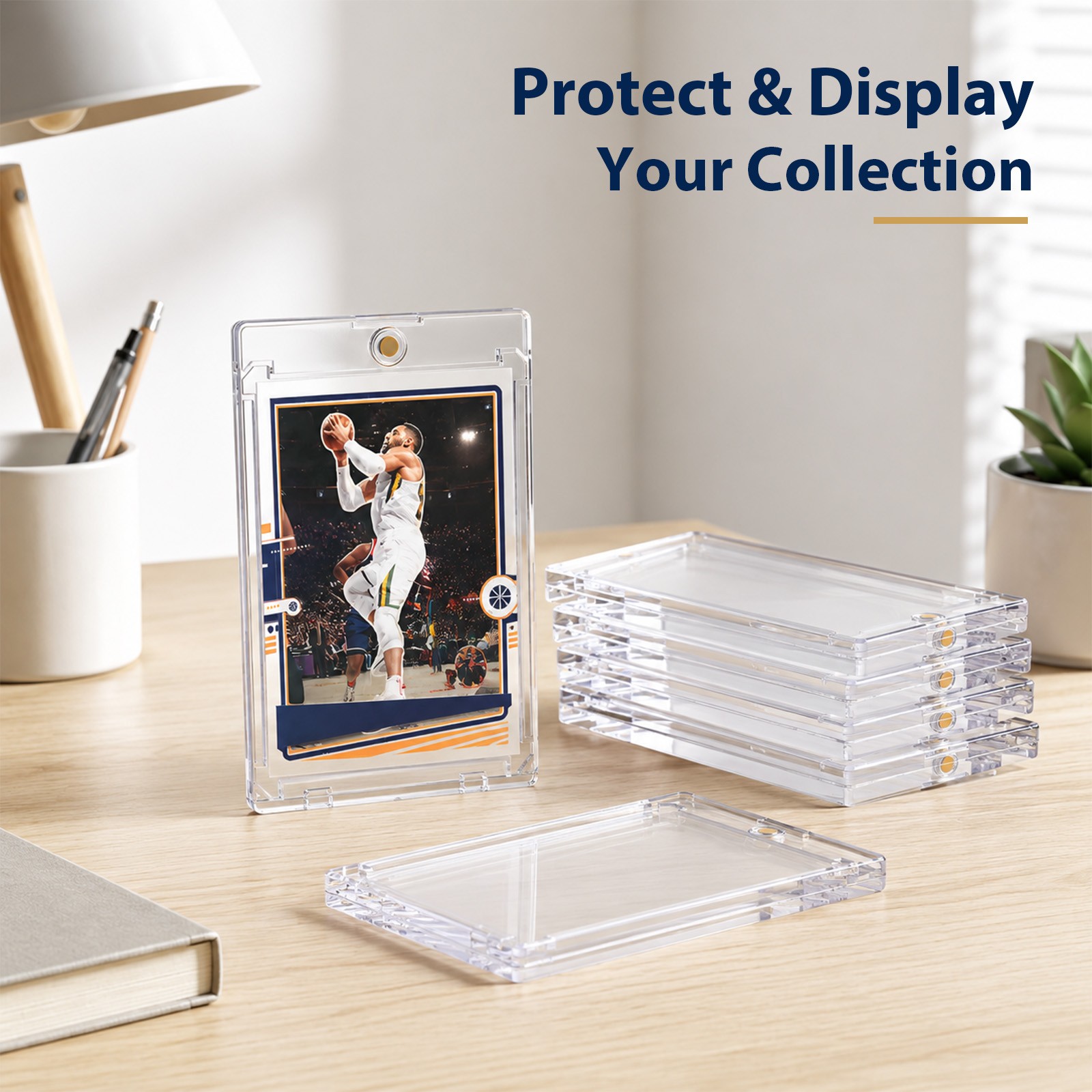 25/50pcs Magnetic Card Holders 75/100/130/180pt Sports Trading Card Display Case