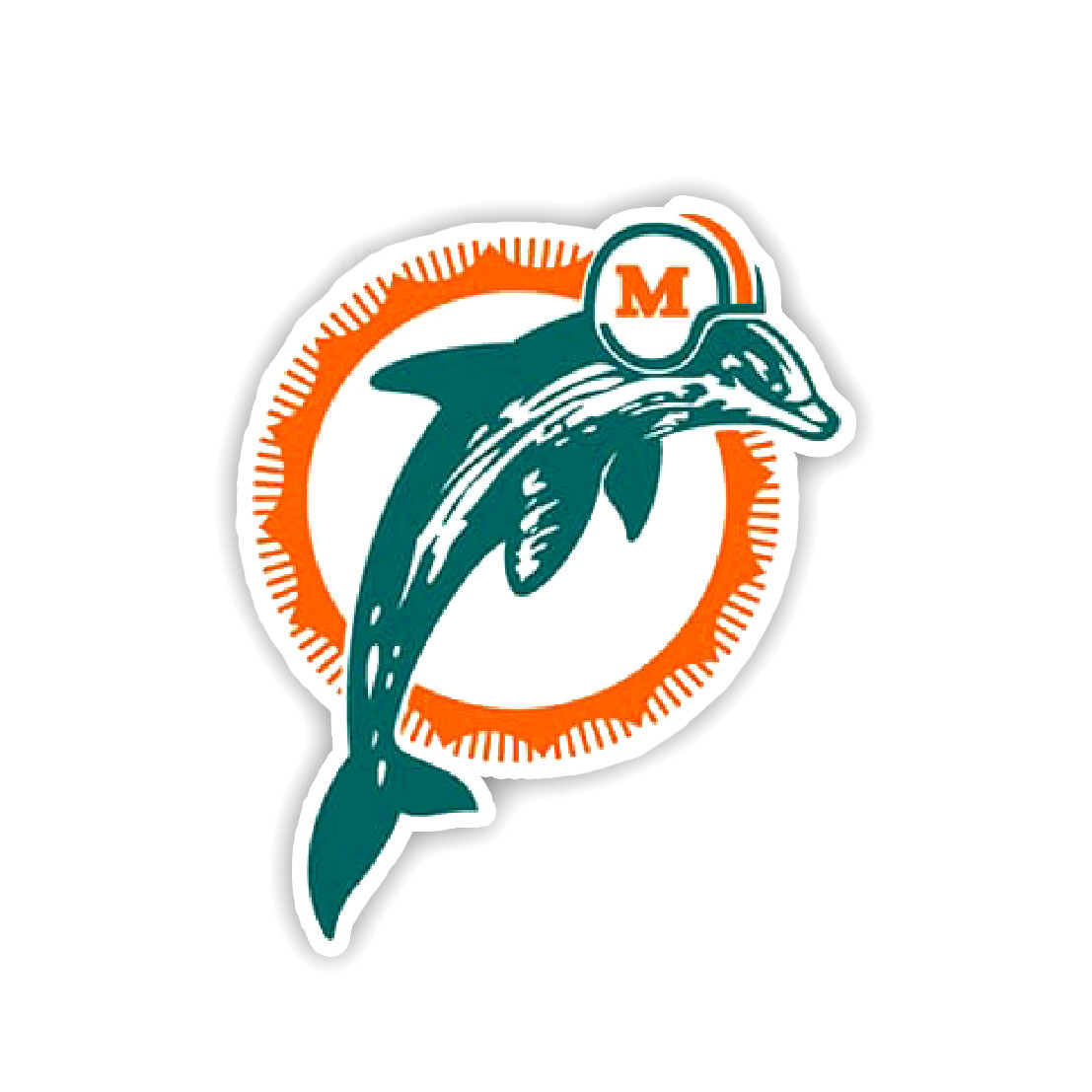 1980 – 1996 Old Miami Dolphins Logo Retro Vintage Sticker Decal Car NFL football