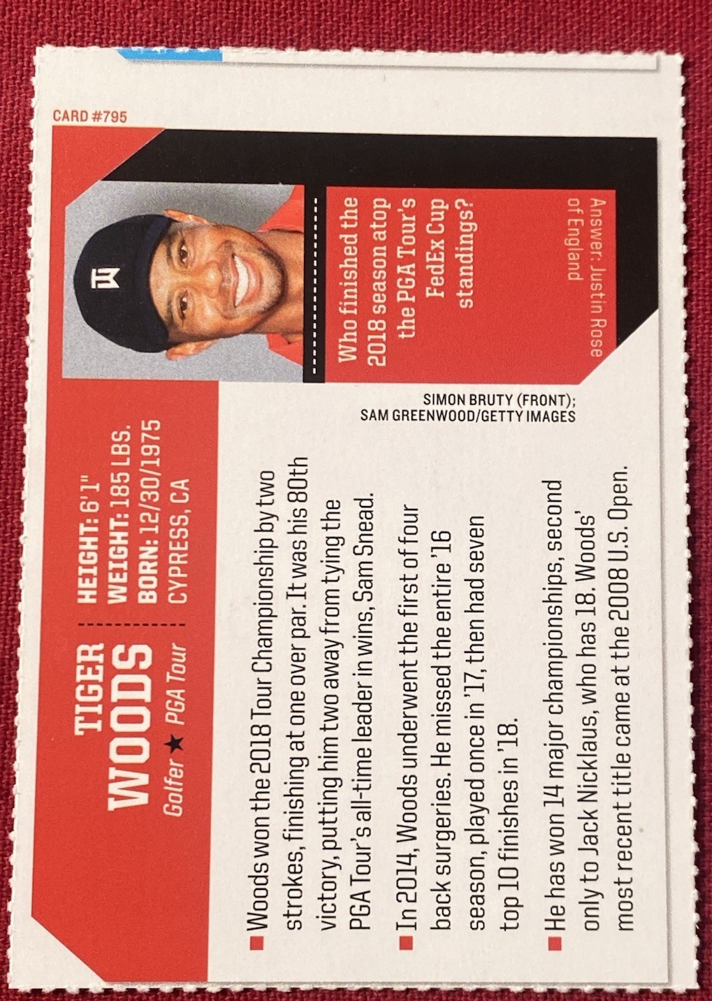 2019 Sports Illustrated For Kids TIGER WOODS #795 Golf Miscut