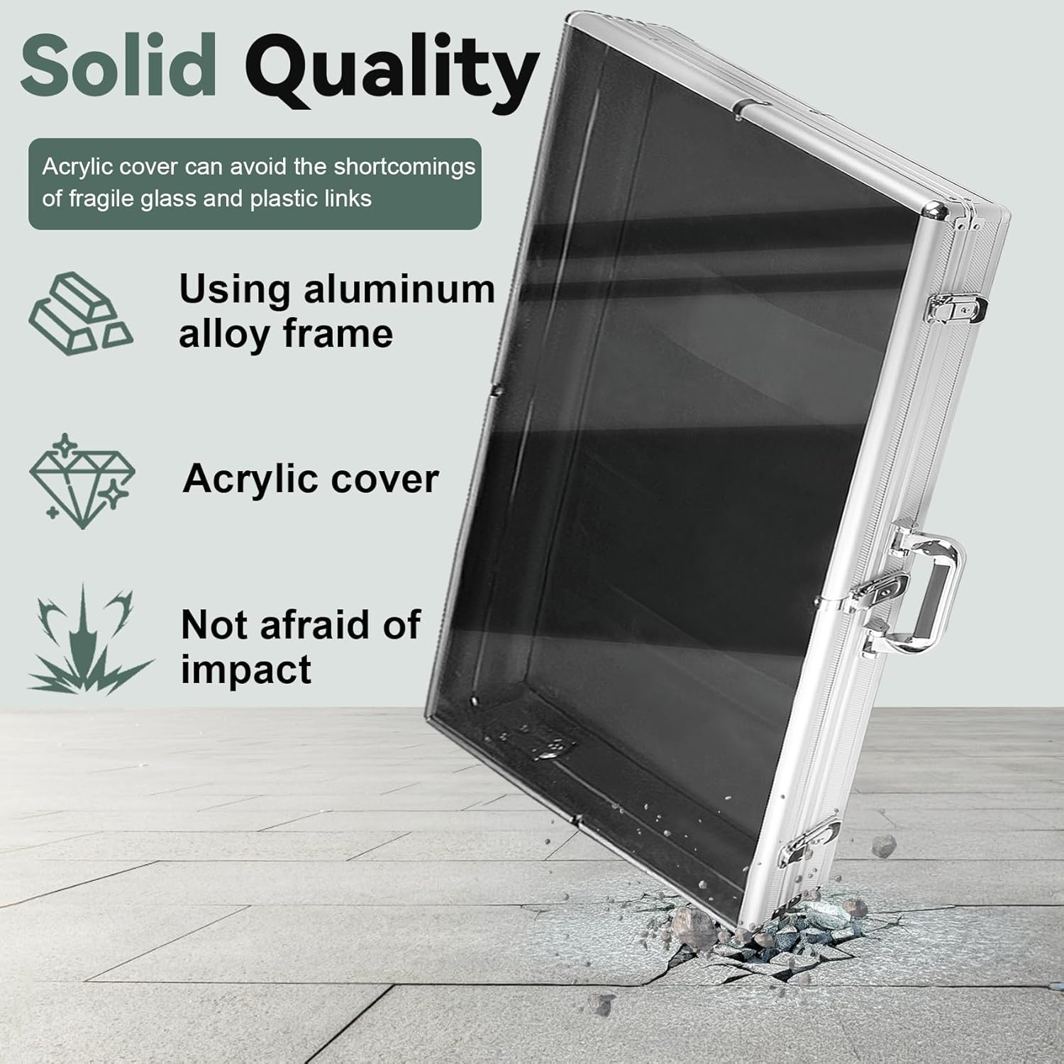 34 in X 22 in Silver Card Show Display Case Large Aluminum, Trading Card Display