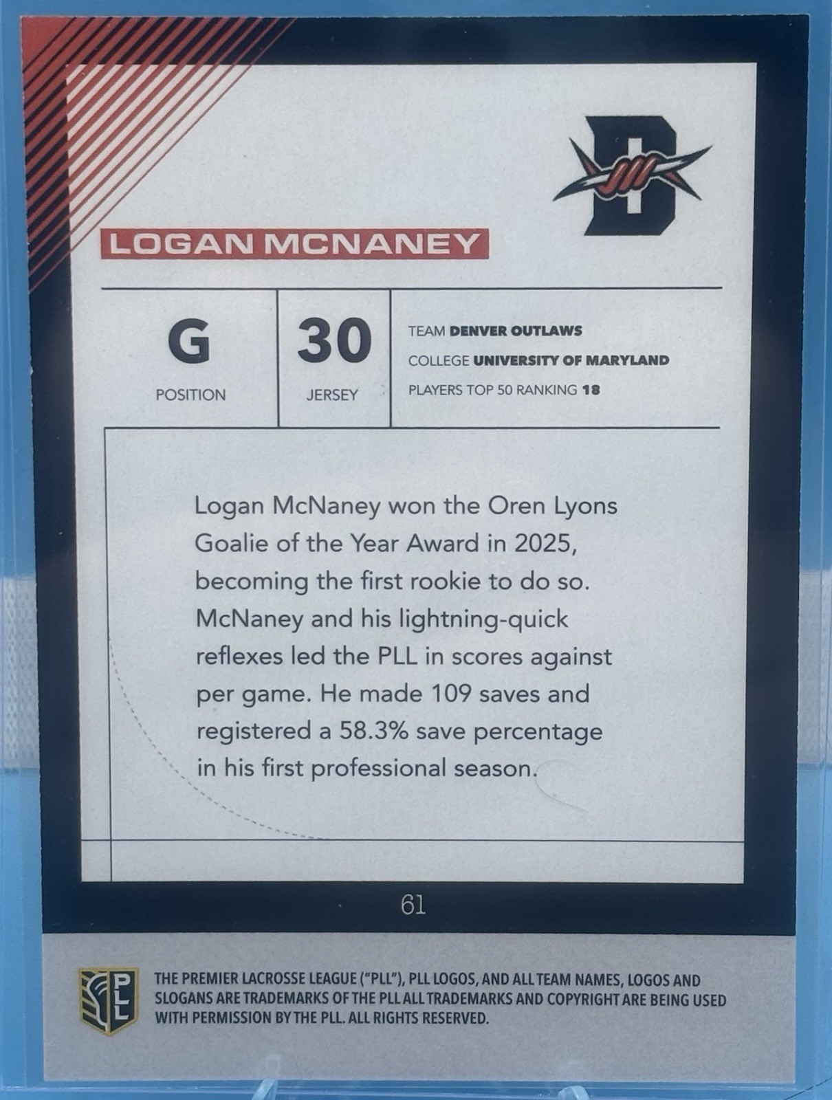 2026 PLL – Fieldside II -Logan McNaney (RC) Black & White 49/50
