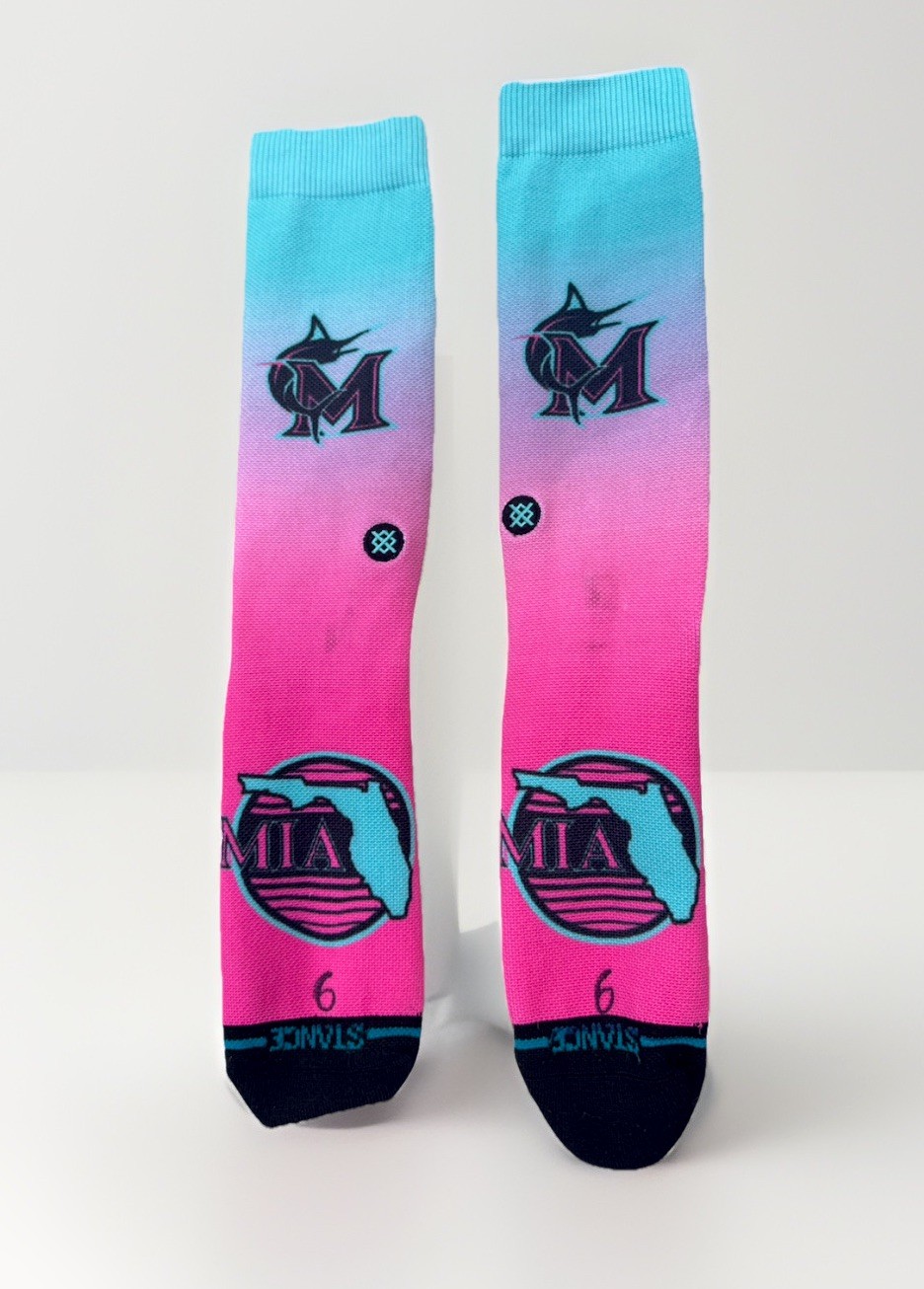 Miami Marlins Otto Lopez #6 2025 Team Issued Stance City Connect 305 Socks Lg