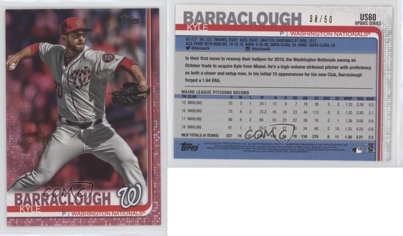 2019 Topps Update Mother’s Day Pink 38/50 Kyle Barraclough #US60 0c2