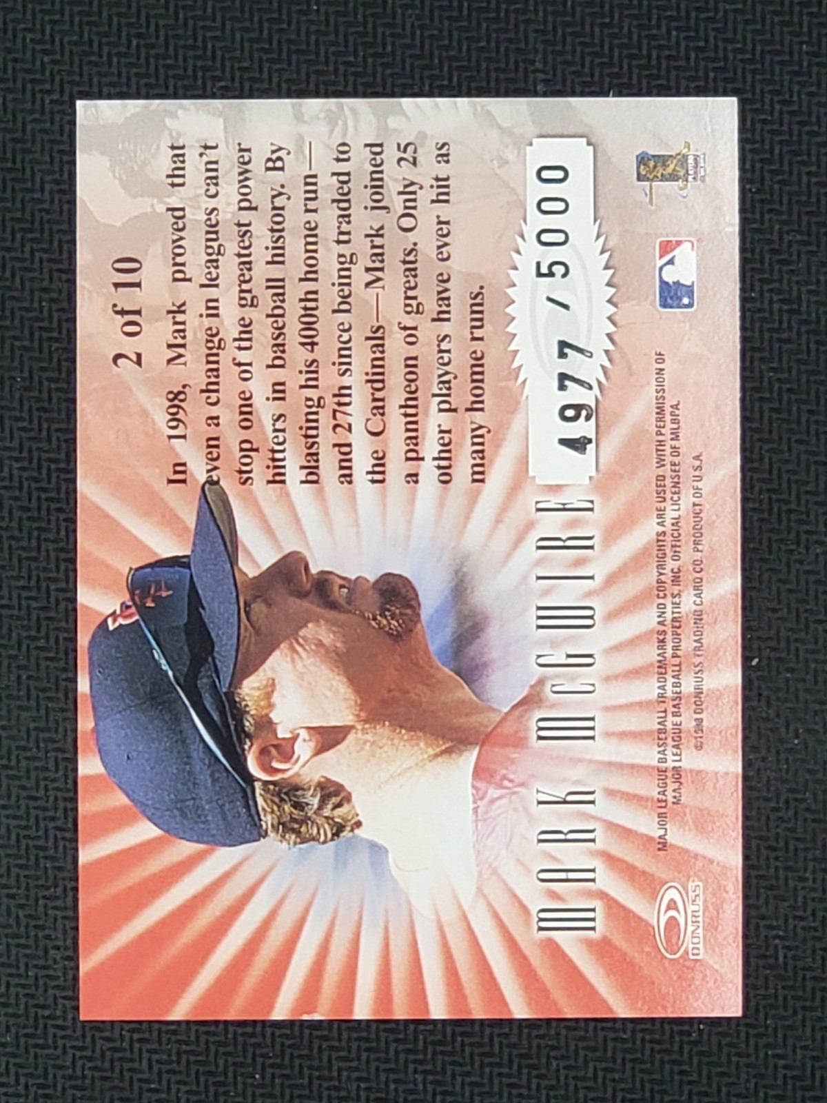 1998 Leaf Rookies & Stars #2 Mark McGwire Standing Ovations #/5000