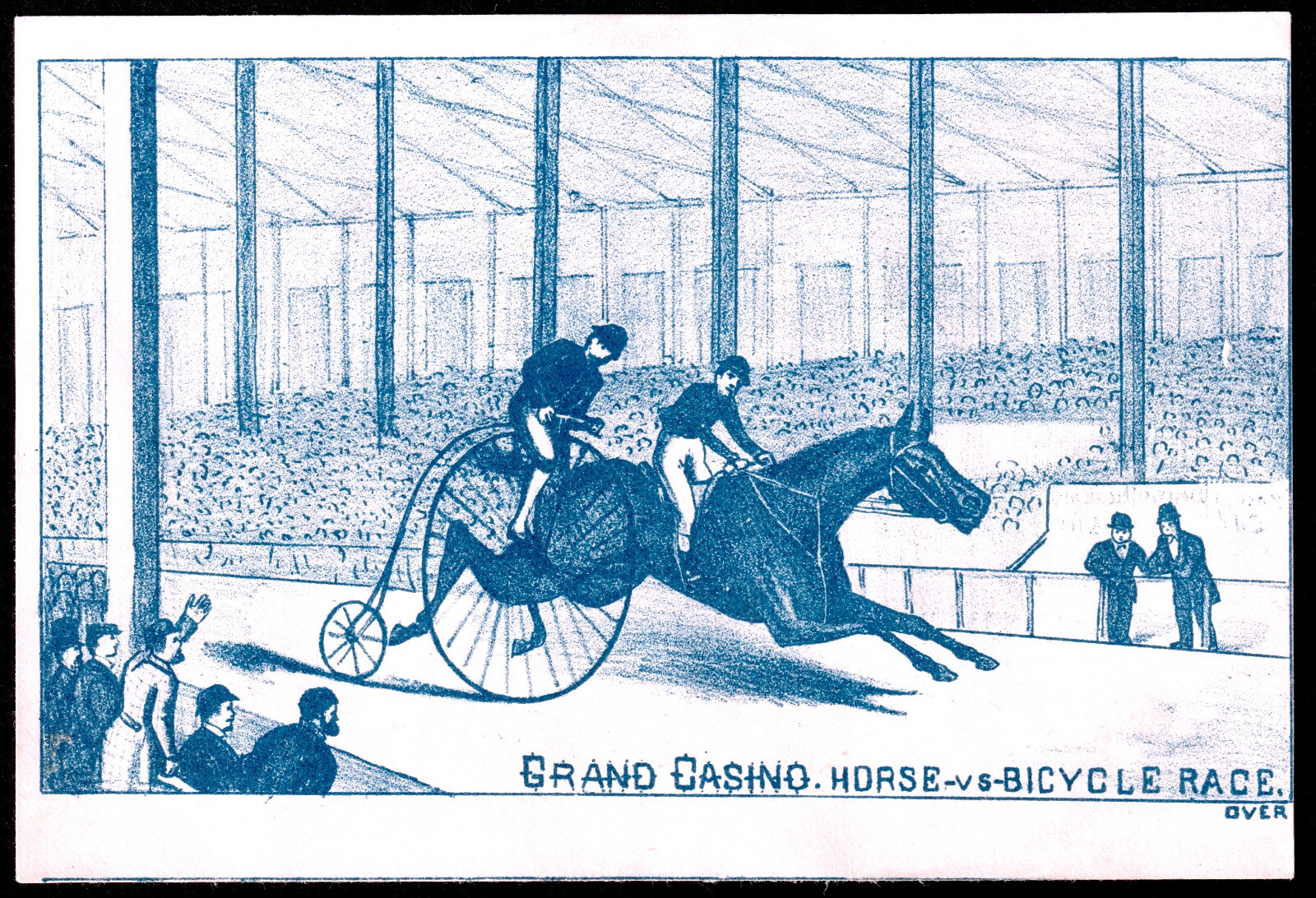 1882 Horse vs Bicycle Race Boston Grand Casino Track Charles LeRoy Ad Trade Card