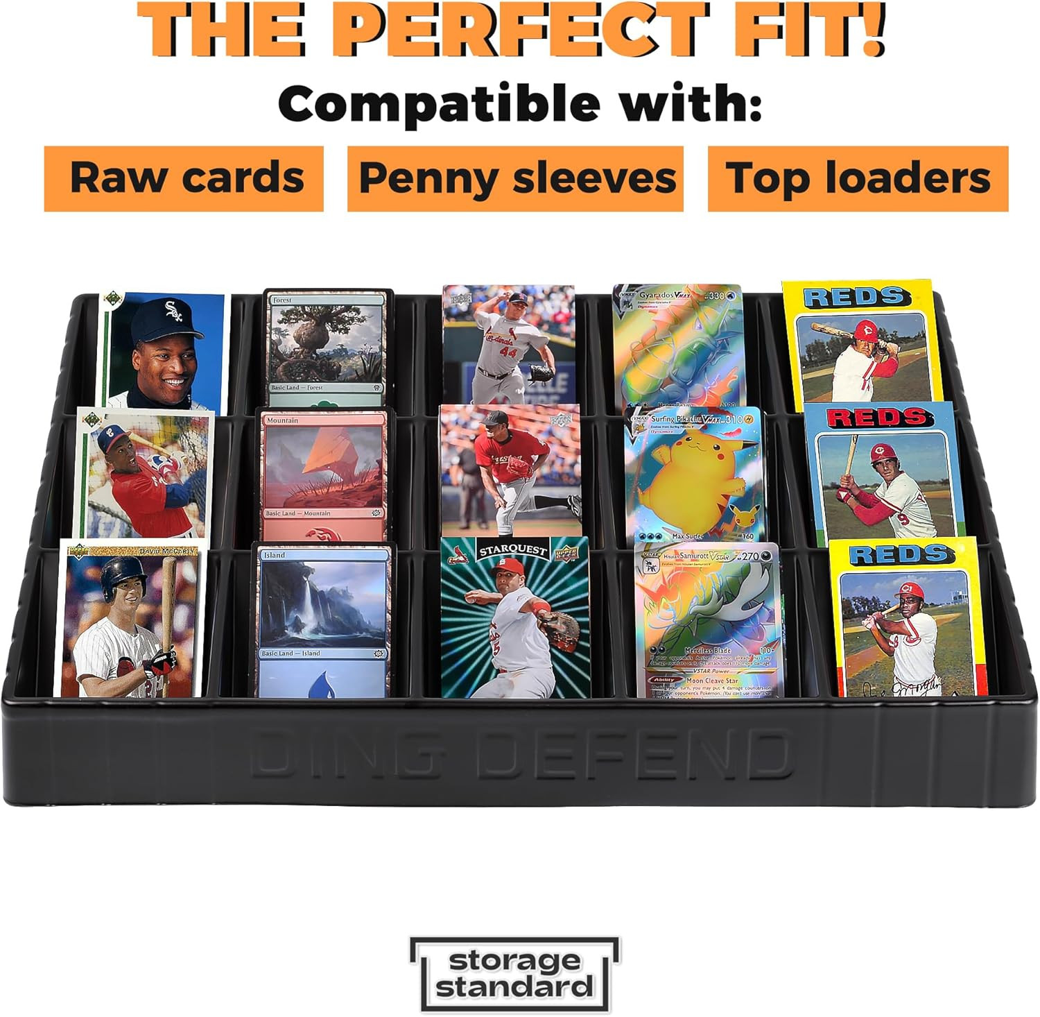 2 Pack Card Sorting Tray – Stackable Trading Cards Organizer, 15-Compartment Pla