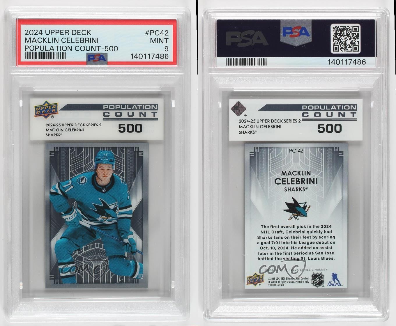 2024 Series 2 Population Count 500 /500 Macklin Celebrini #PC-42 Rookie RC 1m4i