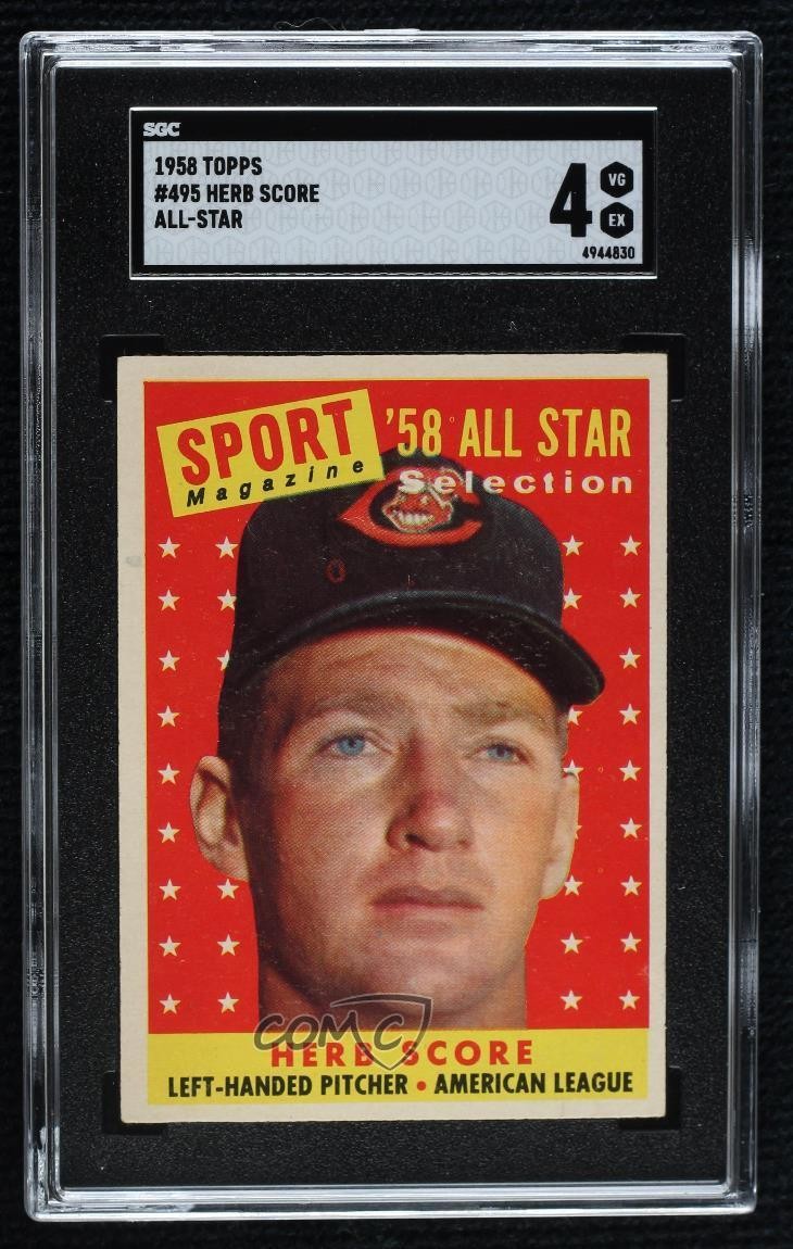 1958 Topps Sport Magazine ’58 All Star Selection Herb Score #495 SGC 4 0l7e
