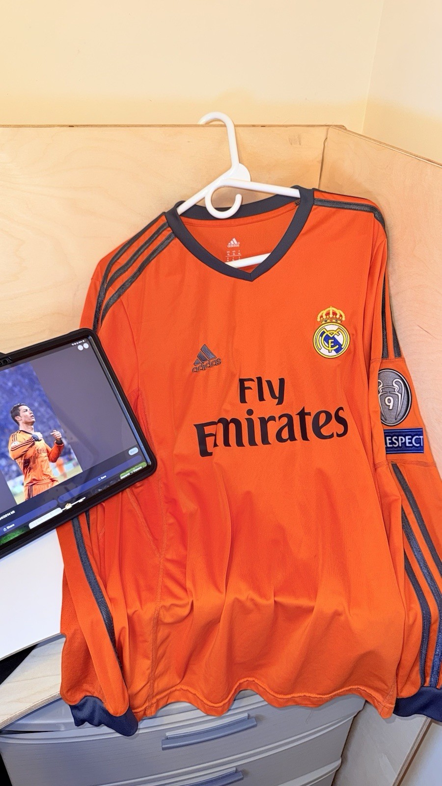 Ultra rare adidas Real Madrid Cristiano Ronaldo #7 Orange Navy Jersey Men XL