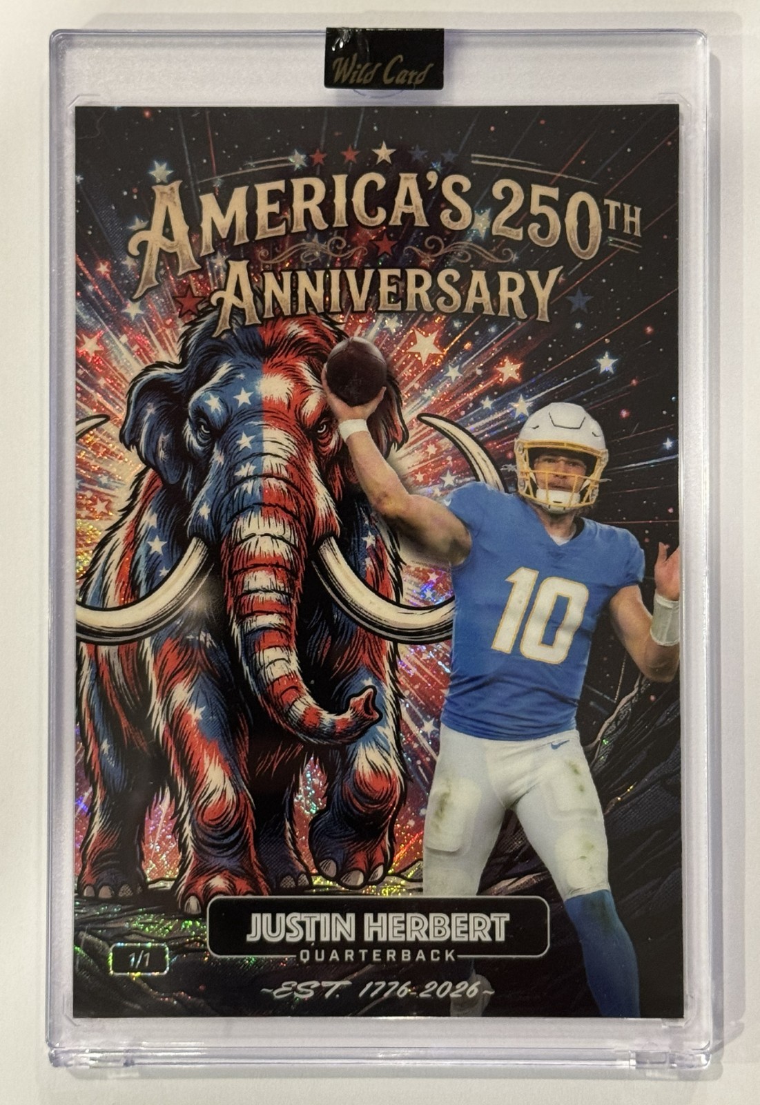 JUSTIN HERBERT 2026 Wild Card Mammoth America’s 250th (TRUE 1/1) SHIMMER PRIZM🔥