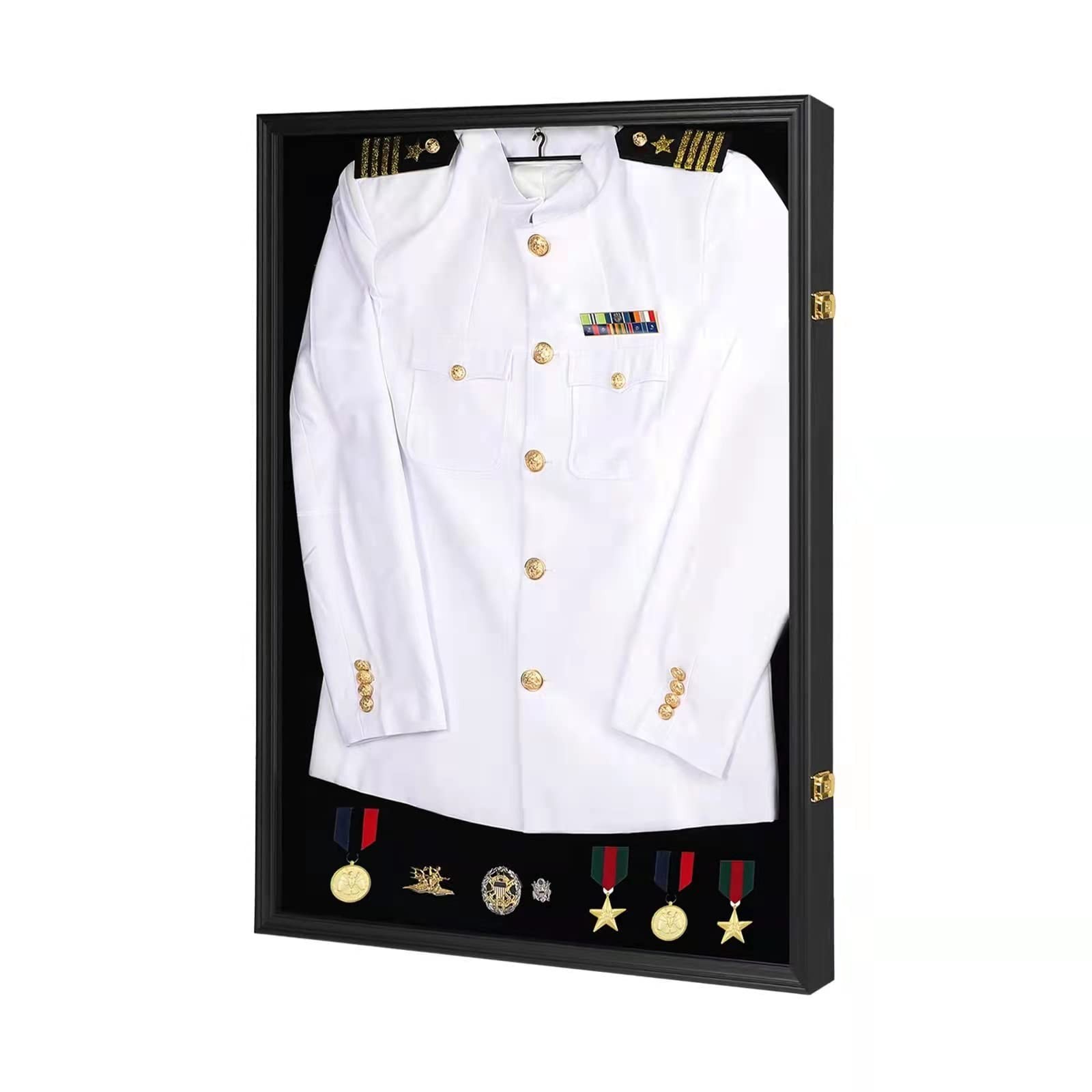 Tieeqe Military Uniform Shadow Box – Police Uniform Display Case Black