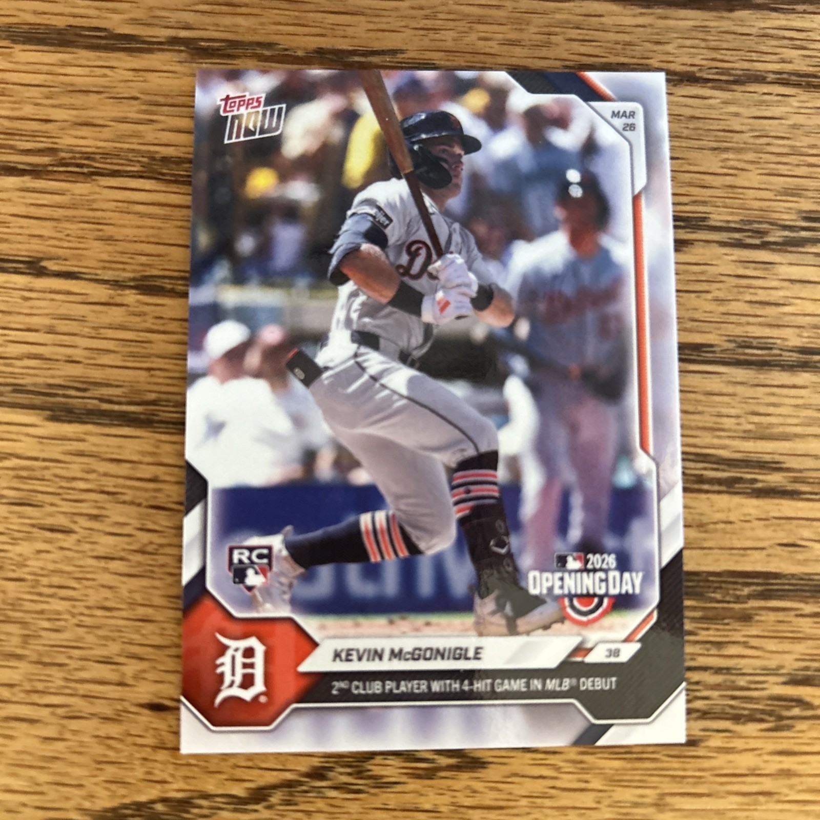 2026 Topps Now Kevin McGonigle MLB Debut Opening Day Rookie Card #7 In Hand