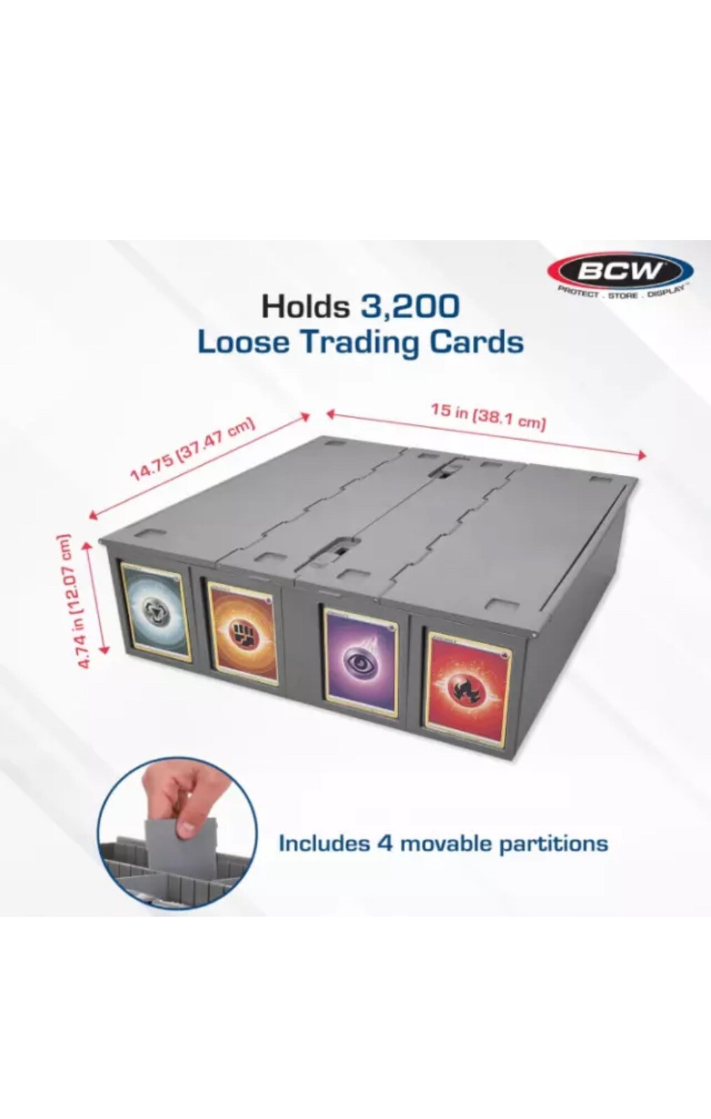 BCW Collectible Card Bin Gray Plastic Storage Box For 3200 Trading Cards #1