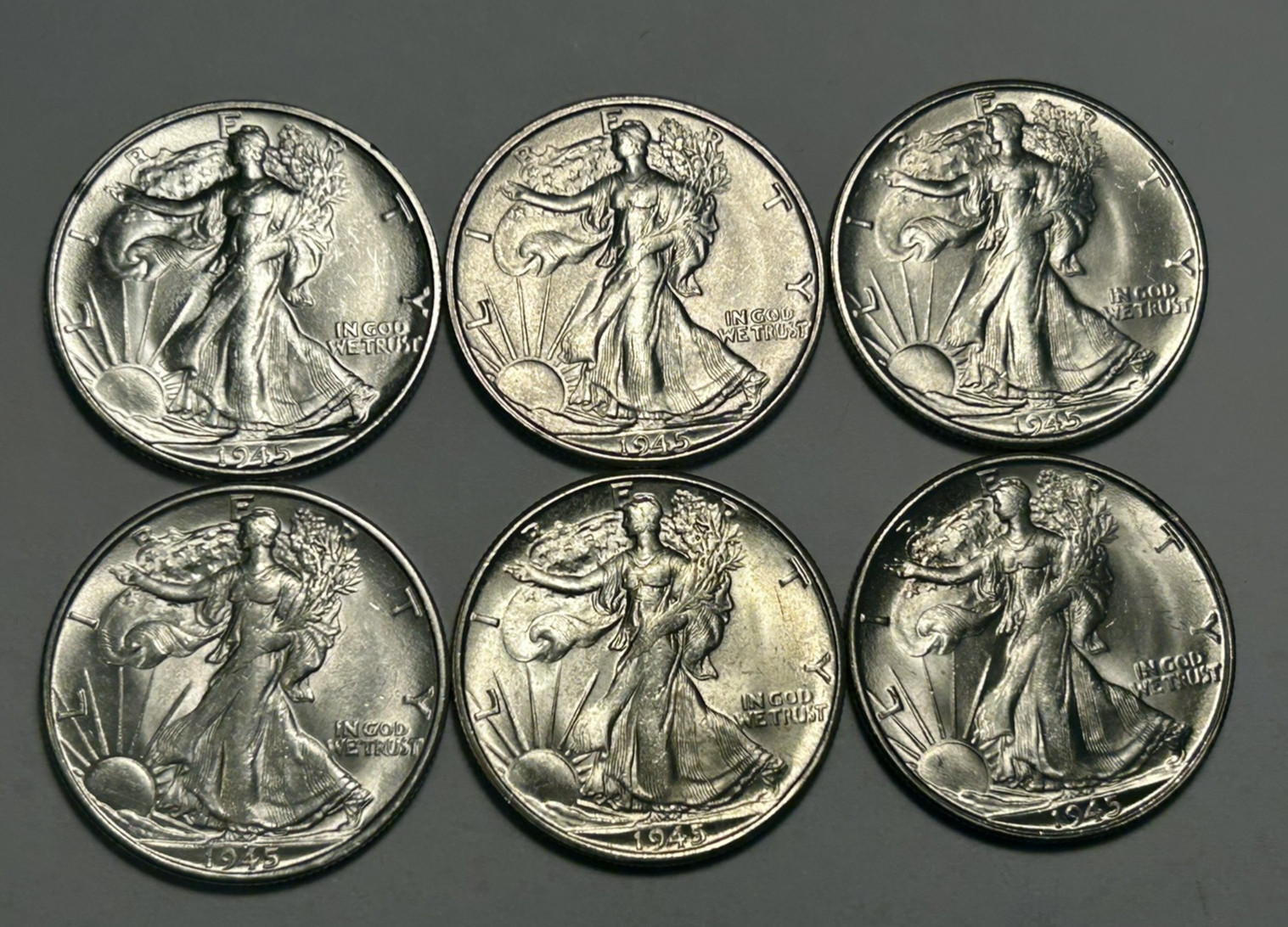 1945 S BU WALKING LIBERTY HALF LOT OF 6
