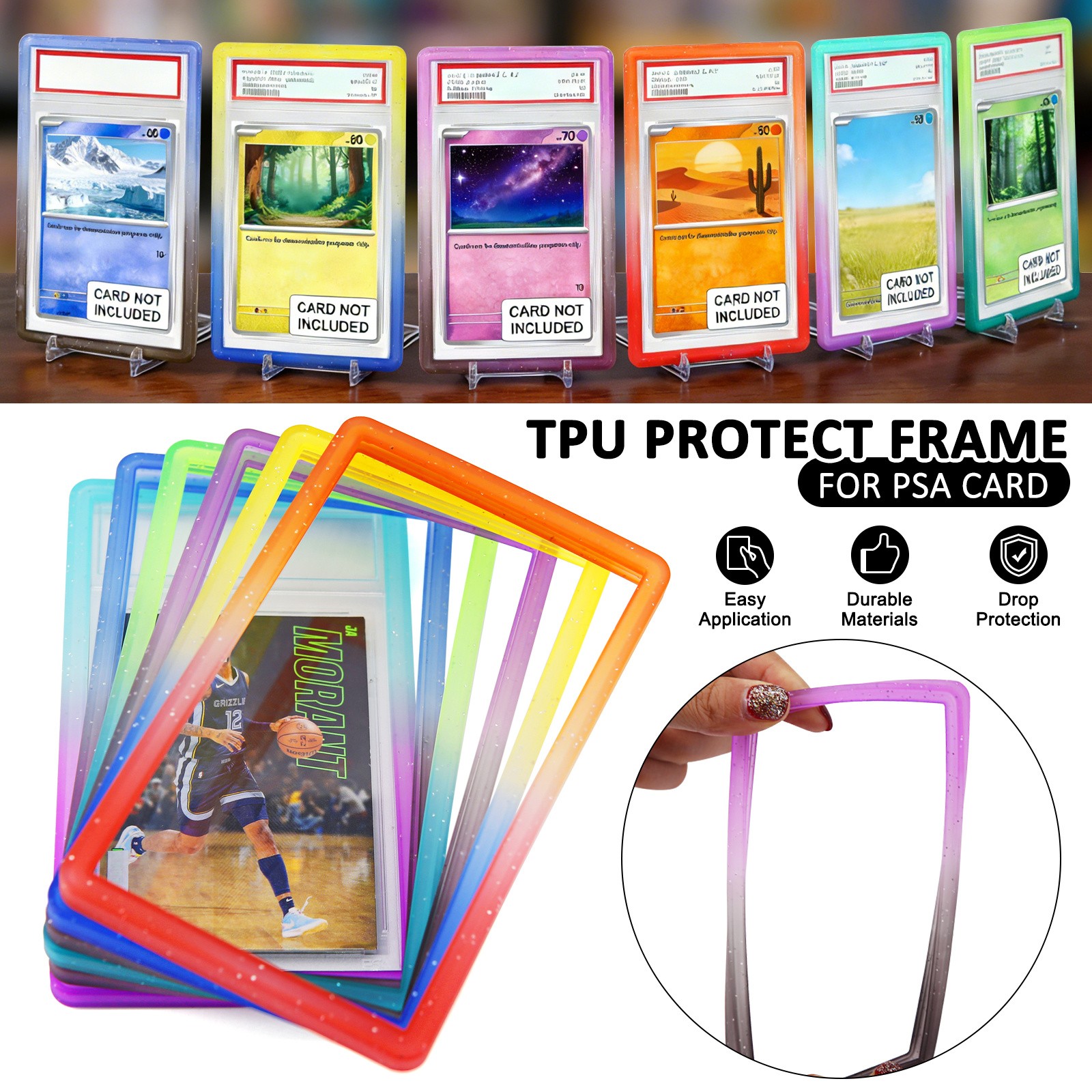 12PACK Gradient Colors For PSA Graded Card Slab TPU Bumper Guard Protector