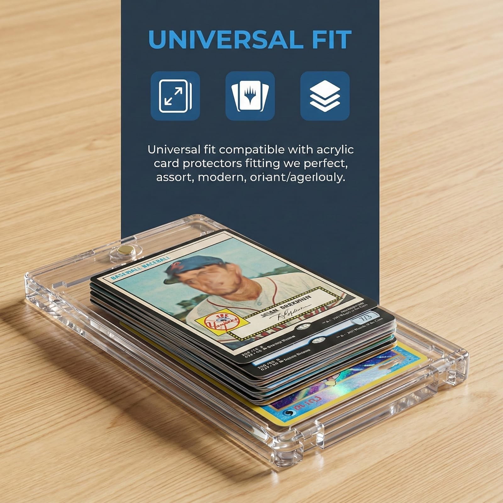 50 Pcs 75 Pt Acrylic Magnetic Card Holders, Touch , Clear Card Protectors, Ha…