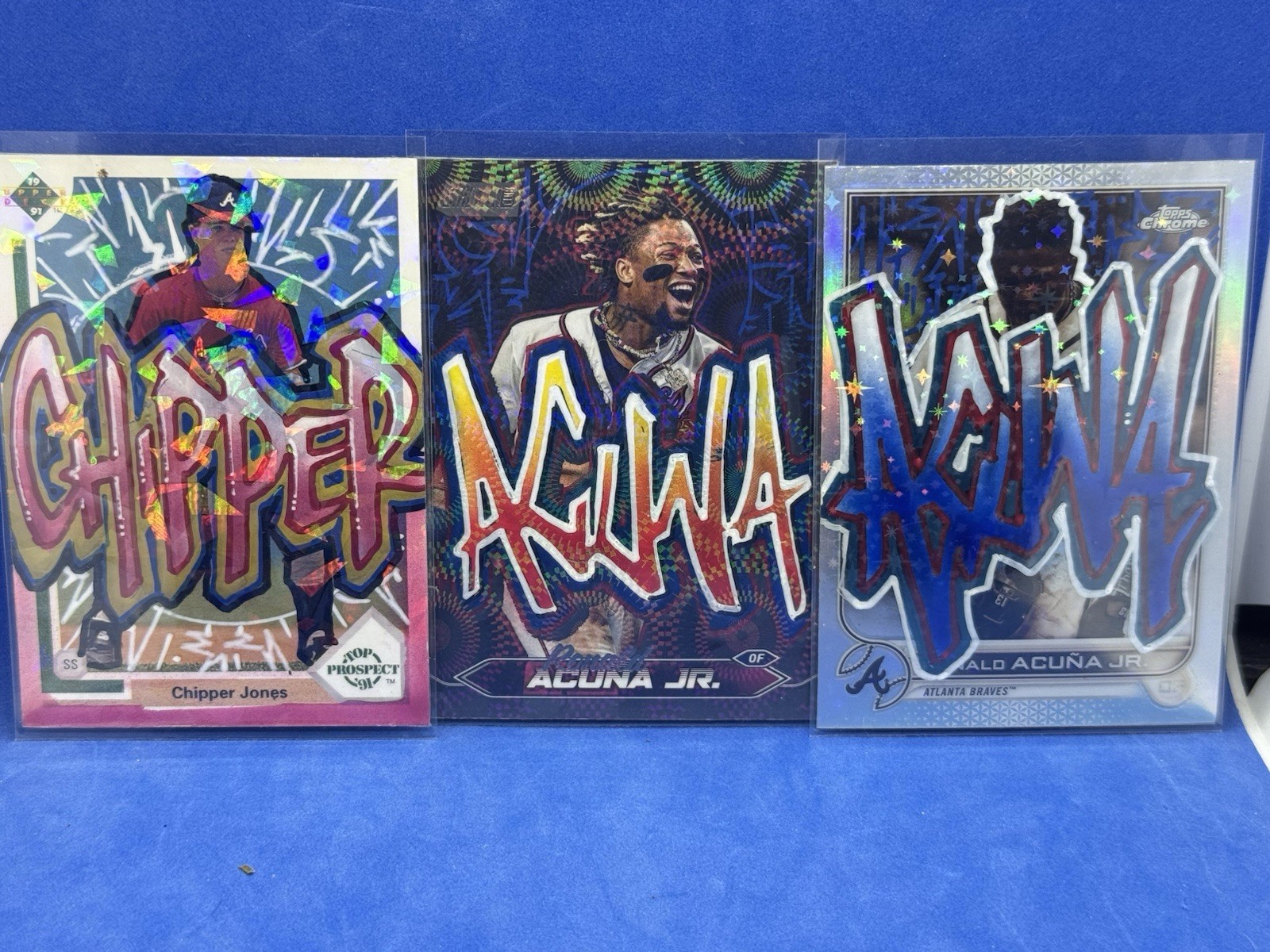 1991 Chipper Jones Ian Mckesson Art 1/1 (2) Ronald Acuna One Of One Topps Artist