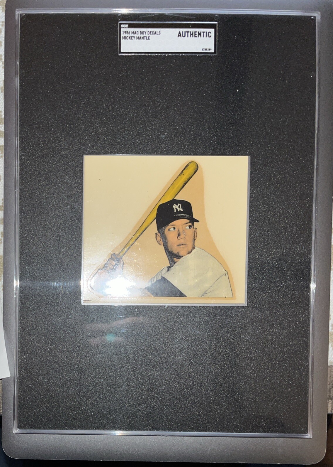 1956 MICKEY MANTLE MAC BOY DECALS SGC AUTHENTIC VINTAGE RARE TALL BOY BEAUTIFUL!