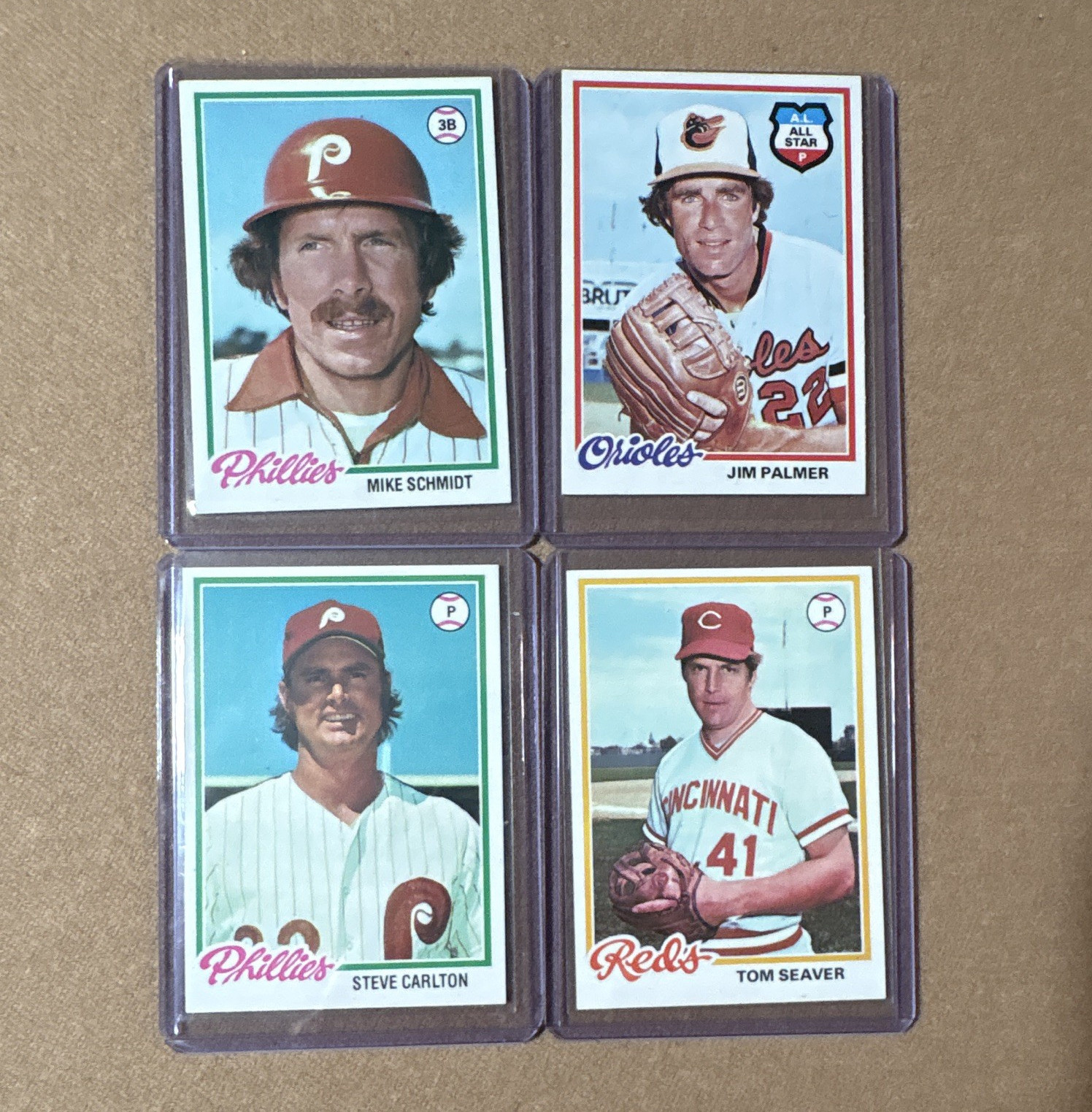 Topps 1978 Topps Baseball Lot 4 Cards Schmidt Palmer Carlton Seaver #360 #400