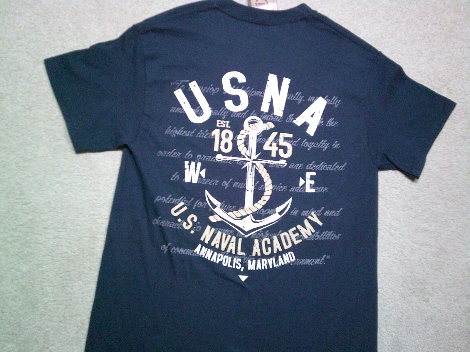 NWT Navy Annapolis T Shirt Mens Small Blue Double Sided