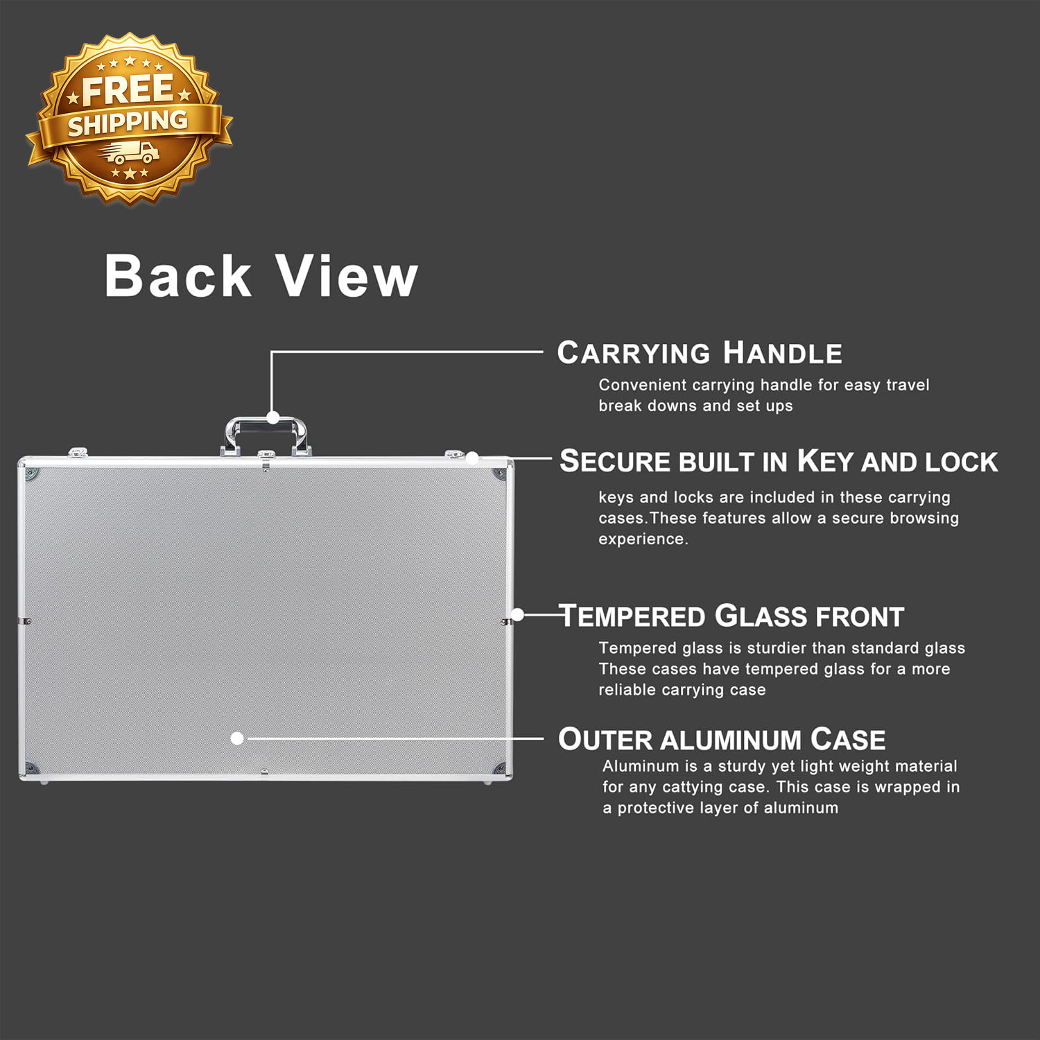 Card Display Case Aluminum 34″ L X 22″ W Glass Display Case for Cards XL Large