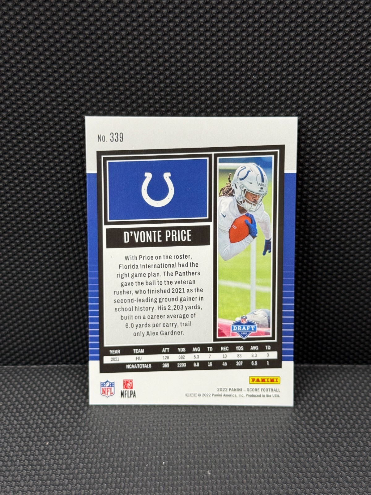 2022 Score D’Vonte Price /499 Red Dots RC #339 Colts