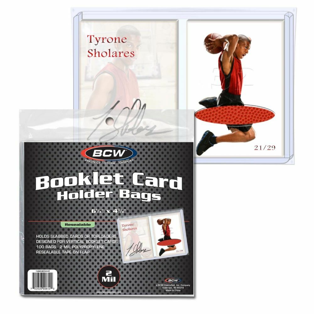 1 pack of 100 BCW Resealable Bags for Vertical Booklet Card in Holder