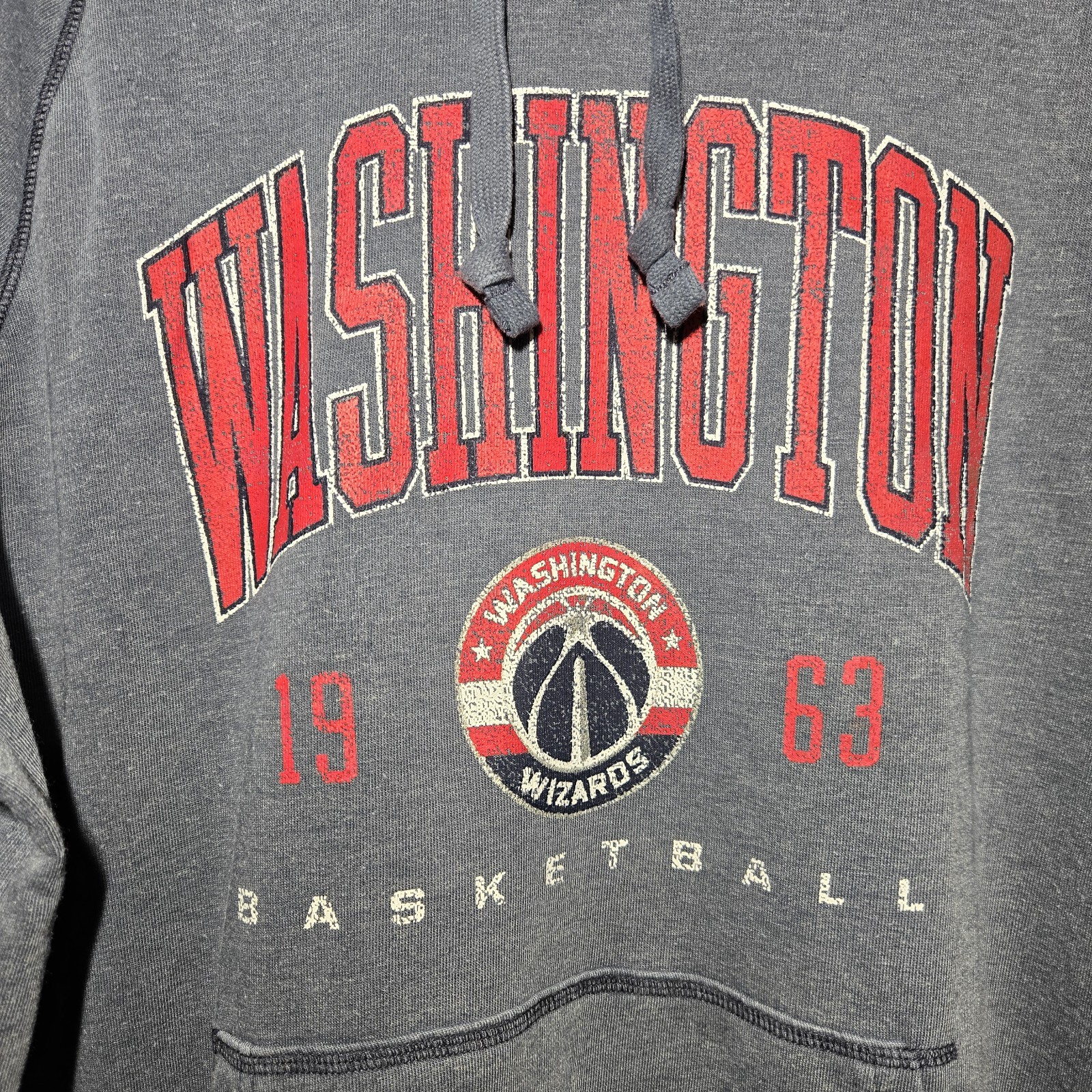 Fanatics Men’s NBA Washington Wizards Heather Navy Raglan Distressed Hoodie XL