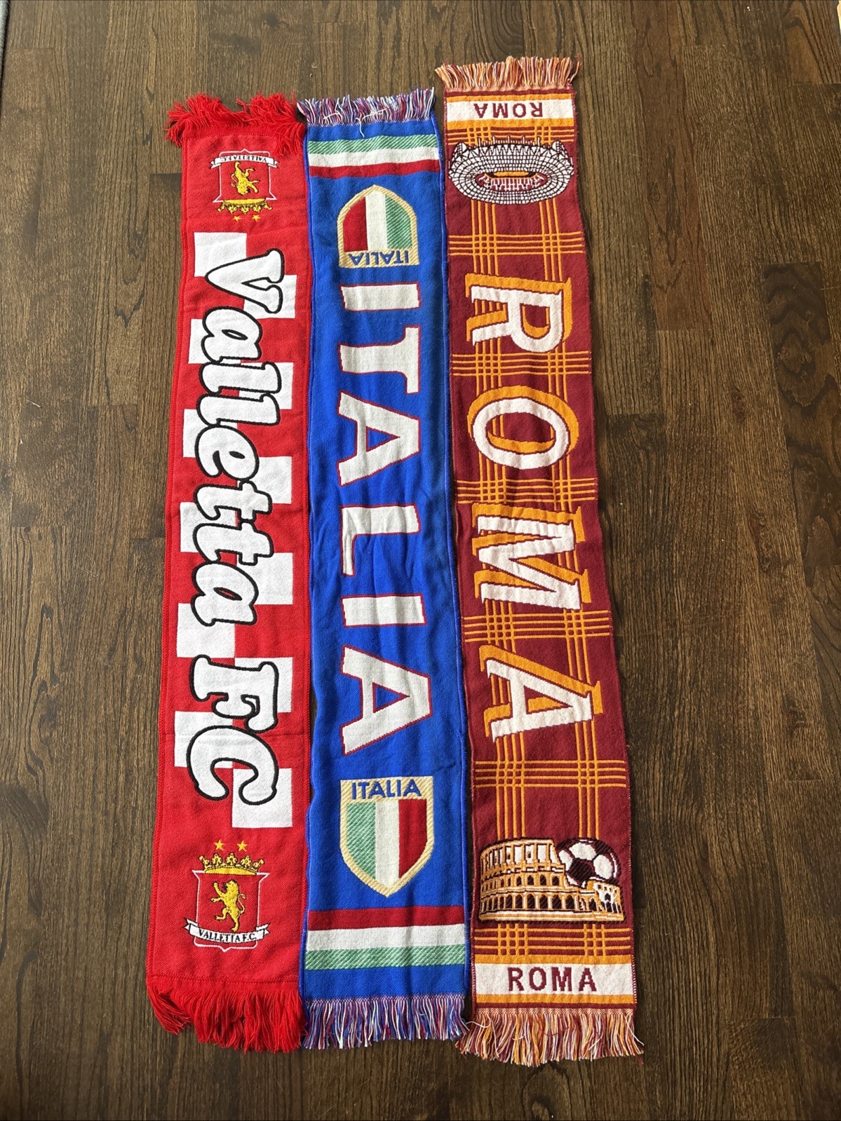 Soccer Scarfs European Lot Of 3 Futbol Football Italy, Roma Valletta Fc