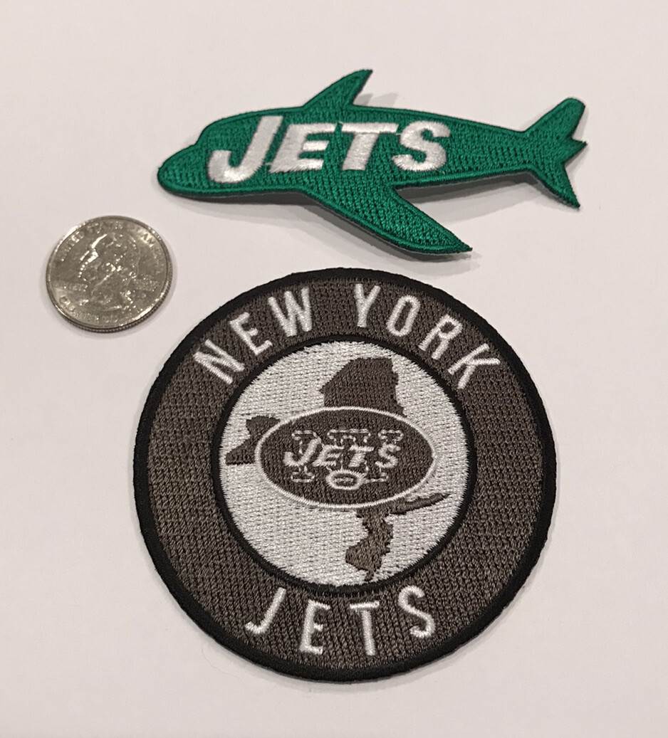 (2)-New York Jets vintage embroidered iron on patches 3 1/2”x 1 1/2” & 3”x 3”