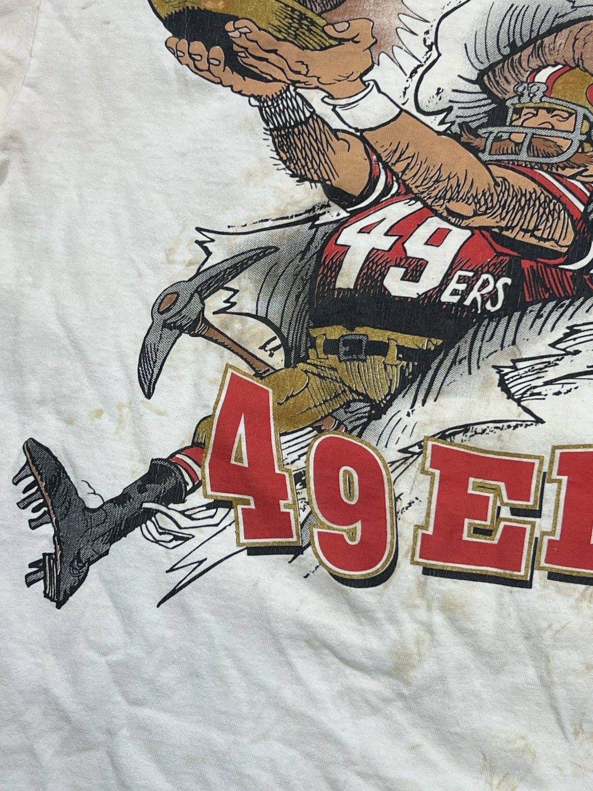 San Francisco 49ers NFL Caricature T-Shirt Men’s M Double Sided Vintage 90s