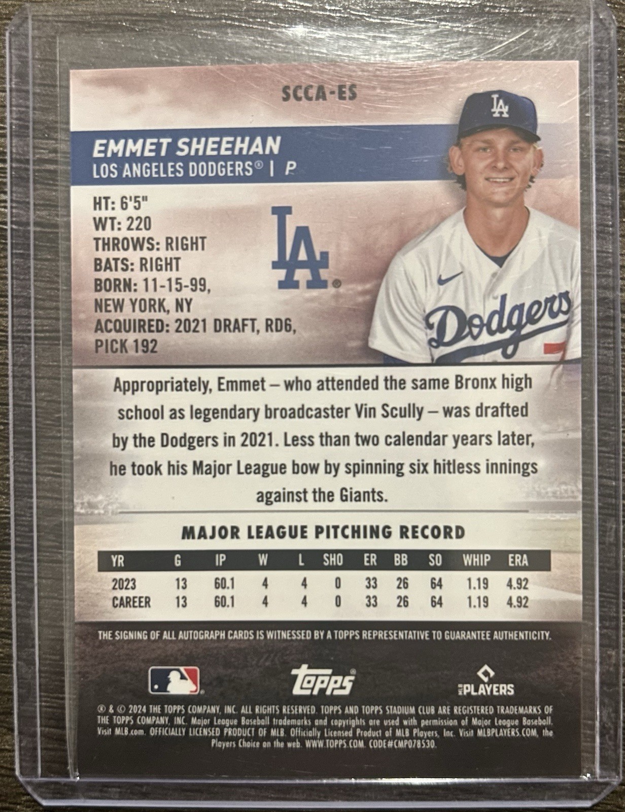 2025 Topps Stadium Club Chrome Emmet Sheehan Orange Auto /25