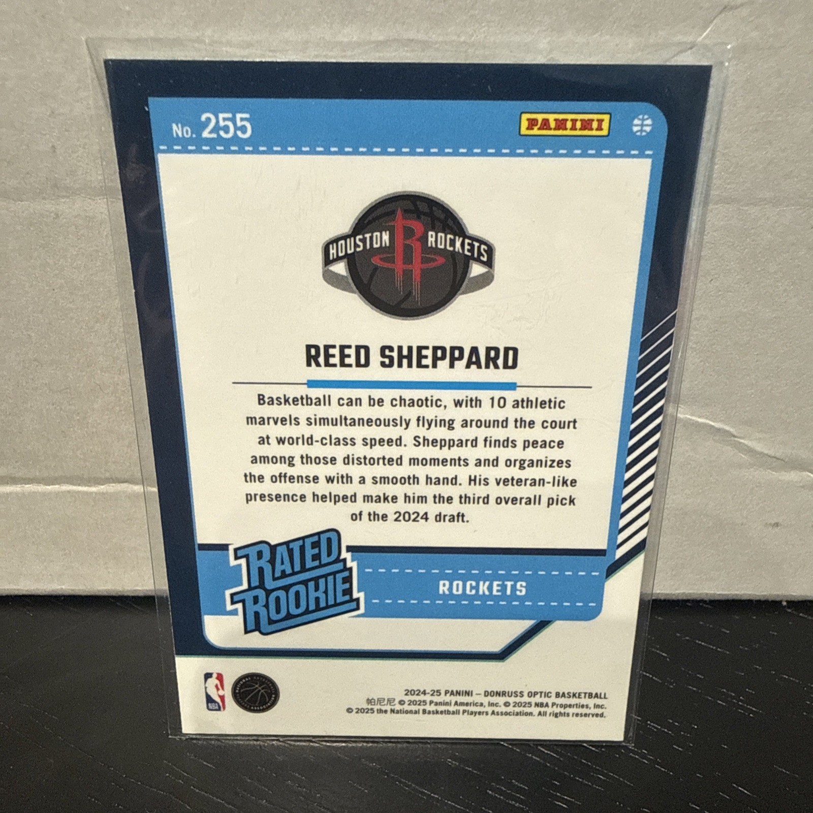 Reed Sheppard 2024/25 Panini Donruss Optic Rated Rookie RC Hou Rockets #255 D8