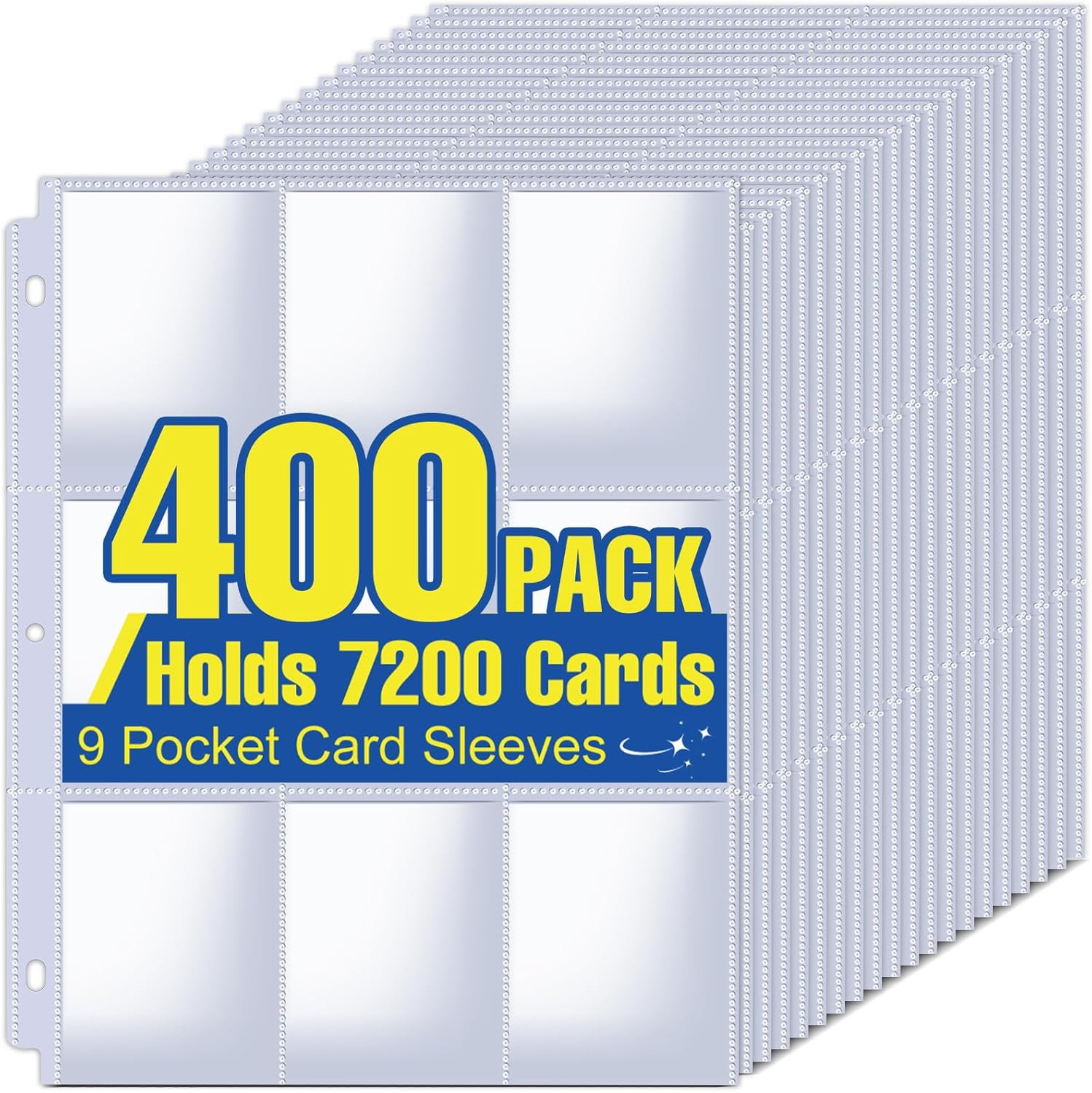 7200 Pockets Card Sleeves Binder Sheets, 9 Pocket Card Sleeves for 3 Ring Binder