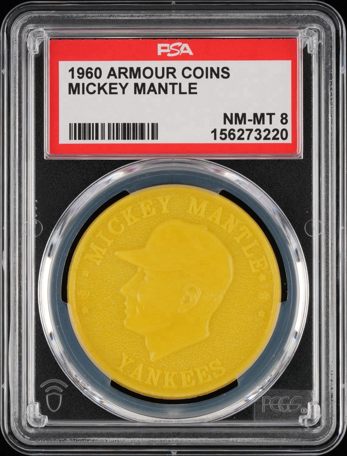 1960 Armour Coins Mickey Mantle (Yellow ) – PSA 8