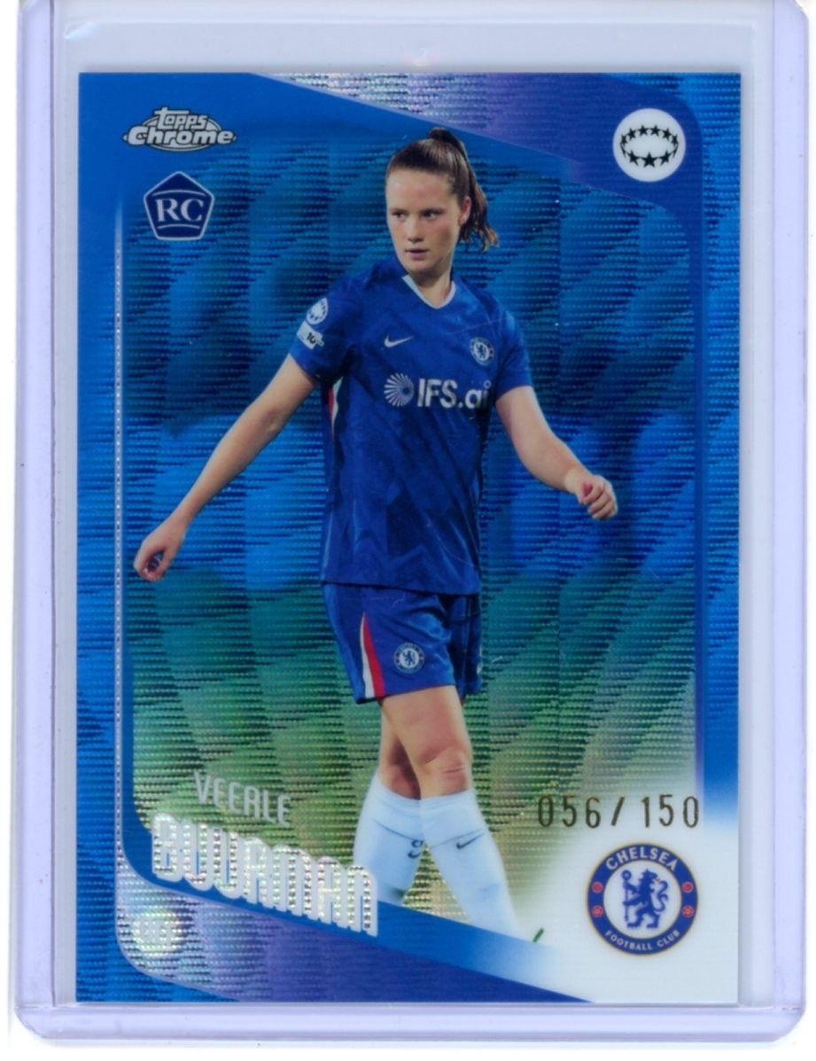 2025-26 TOPPS CHROME UEFA WOMEN’S UWCL BLUE WAVE VEERLE BUURMAN 56/150