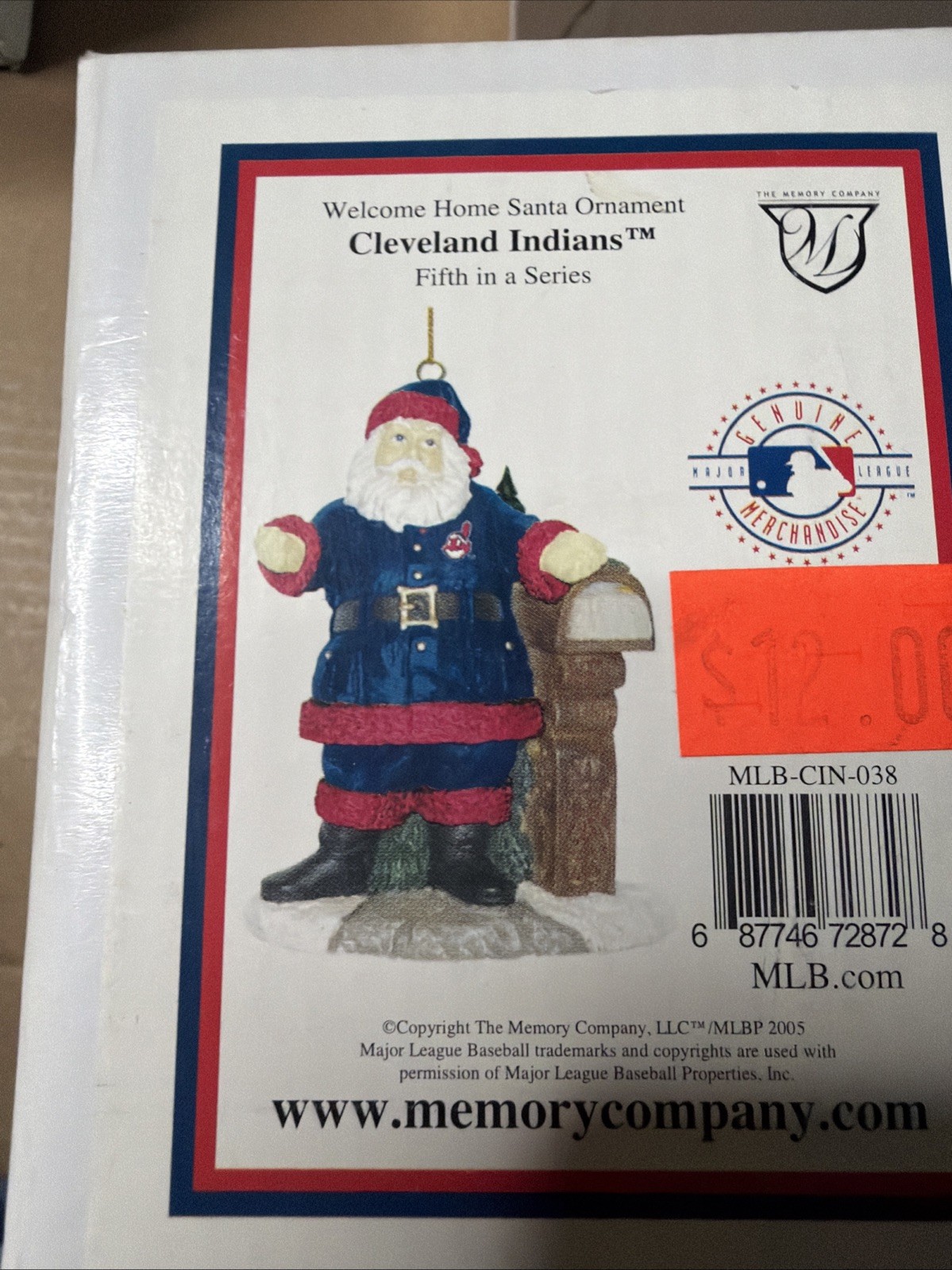 MLB Cleveland Indians 3” Santa’s Gift Christmas Ornament Fifth In A Series