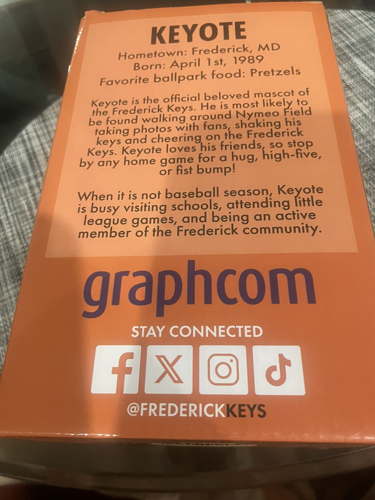 Keyote Mascot Rare Signed Bobblehead – Frederick Keys SGA 8/31/25