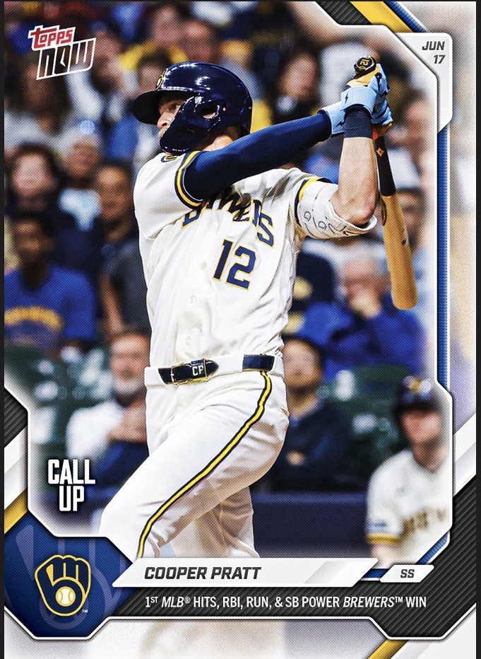 Cooper Pratt 2026 MLB Topps NOW Card 344 Presale MILWAUKEE BREWERS
