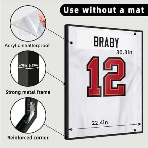Jersey Frame Display Case Lightweight & Durable Metal Jersey Aluminum 1 Pack