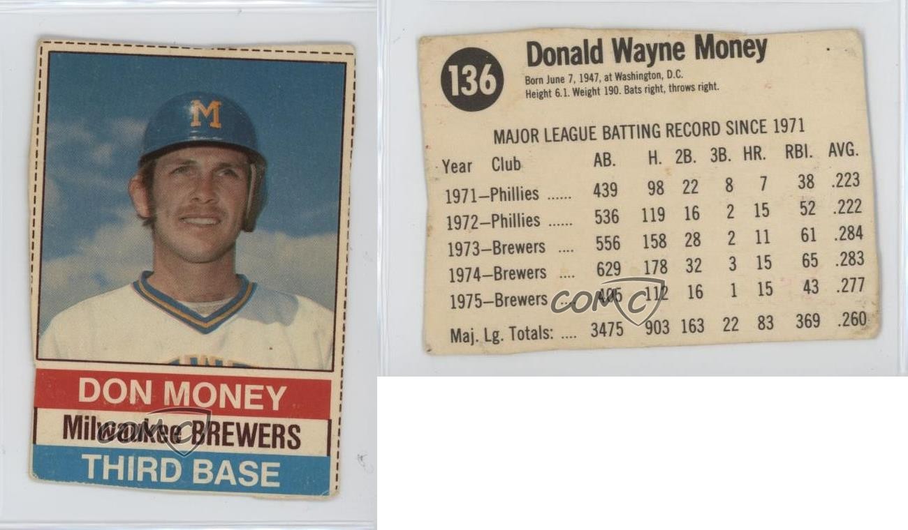 1976 Hostess All-Star Team Don Money (Black Back) #136 0au4